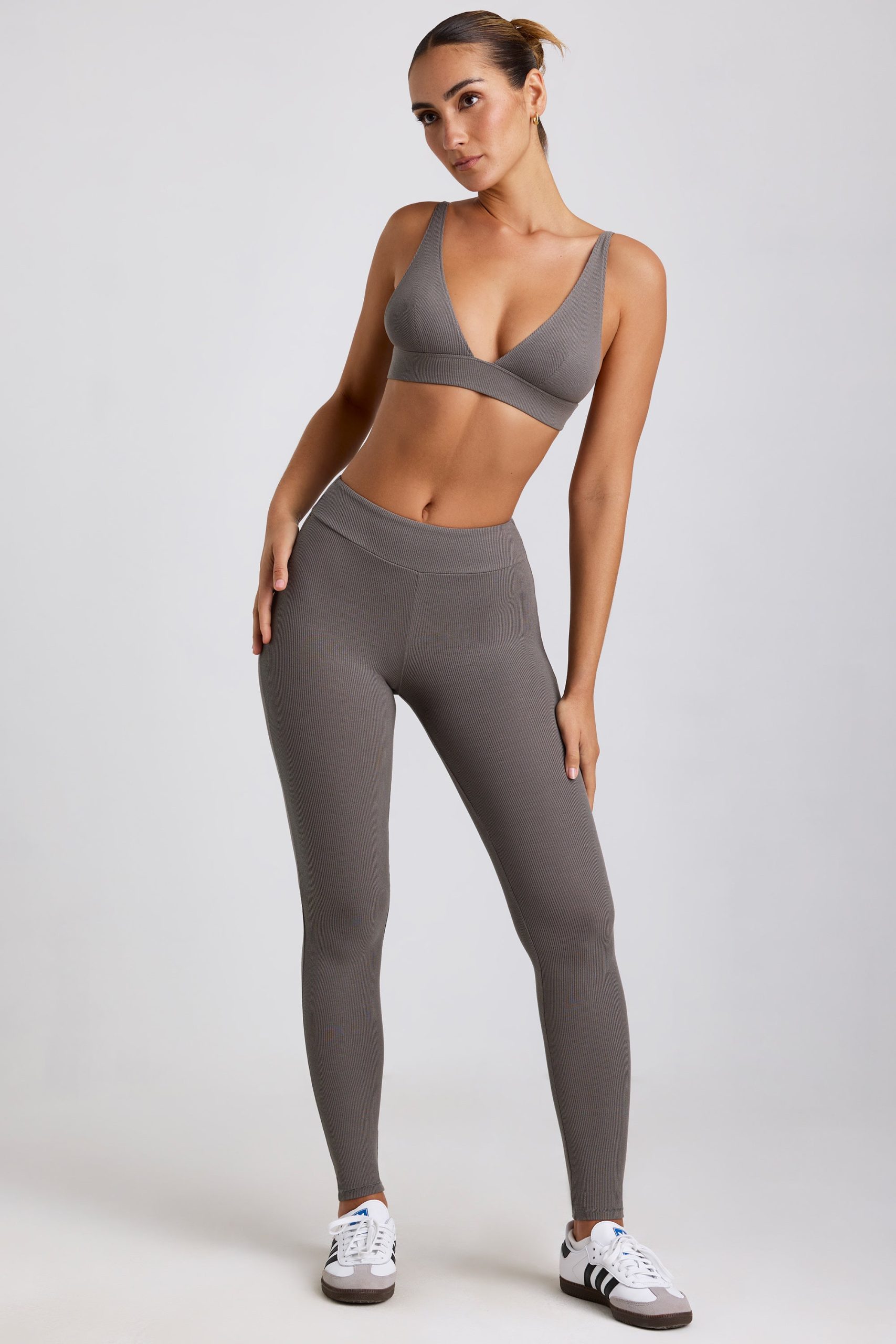 Ribbed Modal High Waist Leggings in Grey - Image 5