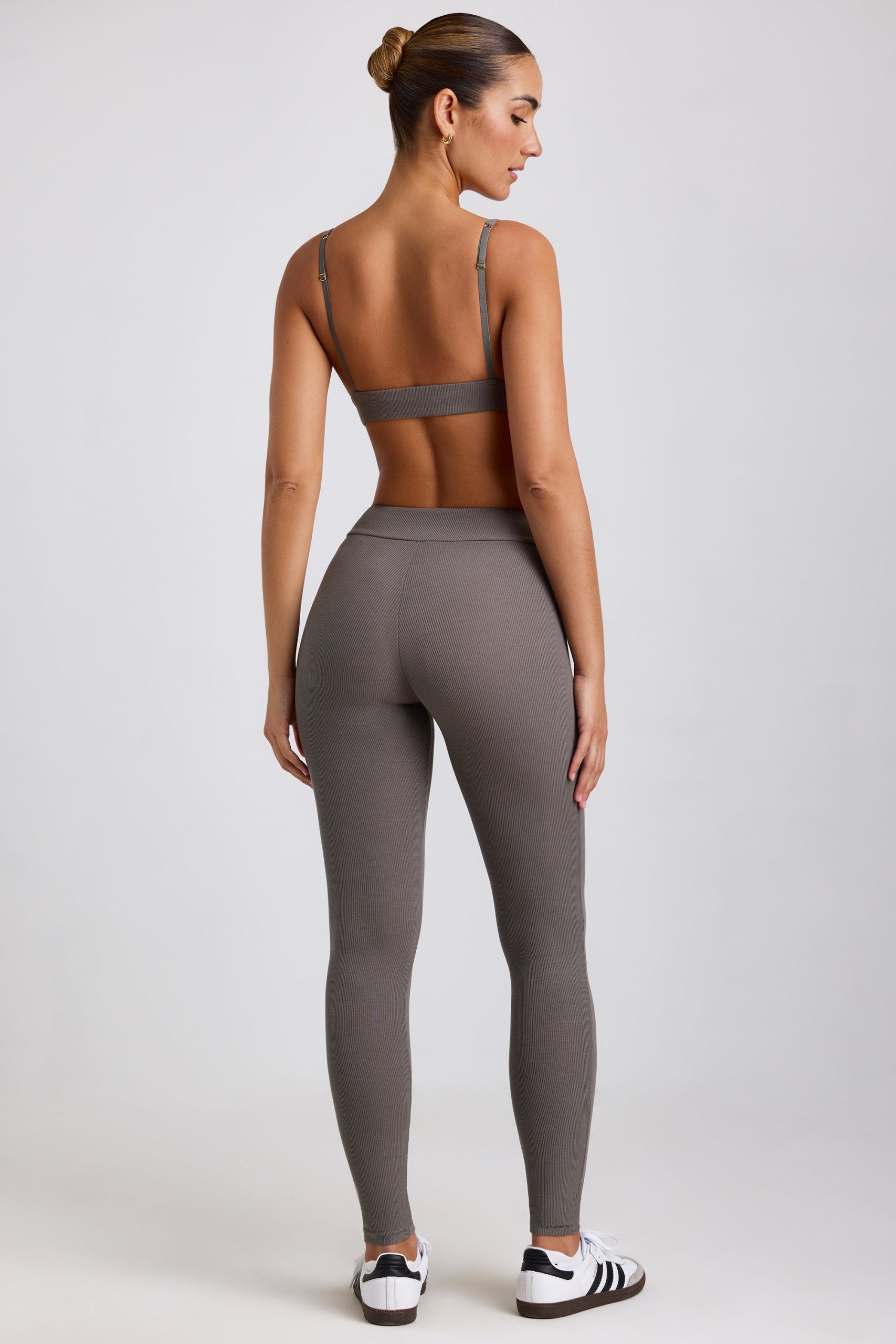 Ribbed Modal High Waist Leggings in Grey - Image 2