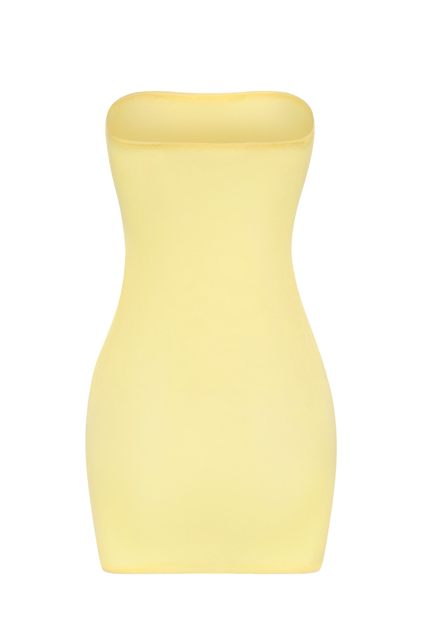 Soft Sheer-Mesh Bandeau Mini Slip Dress in Yellow - Image 2