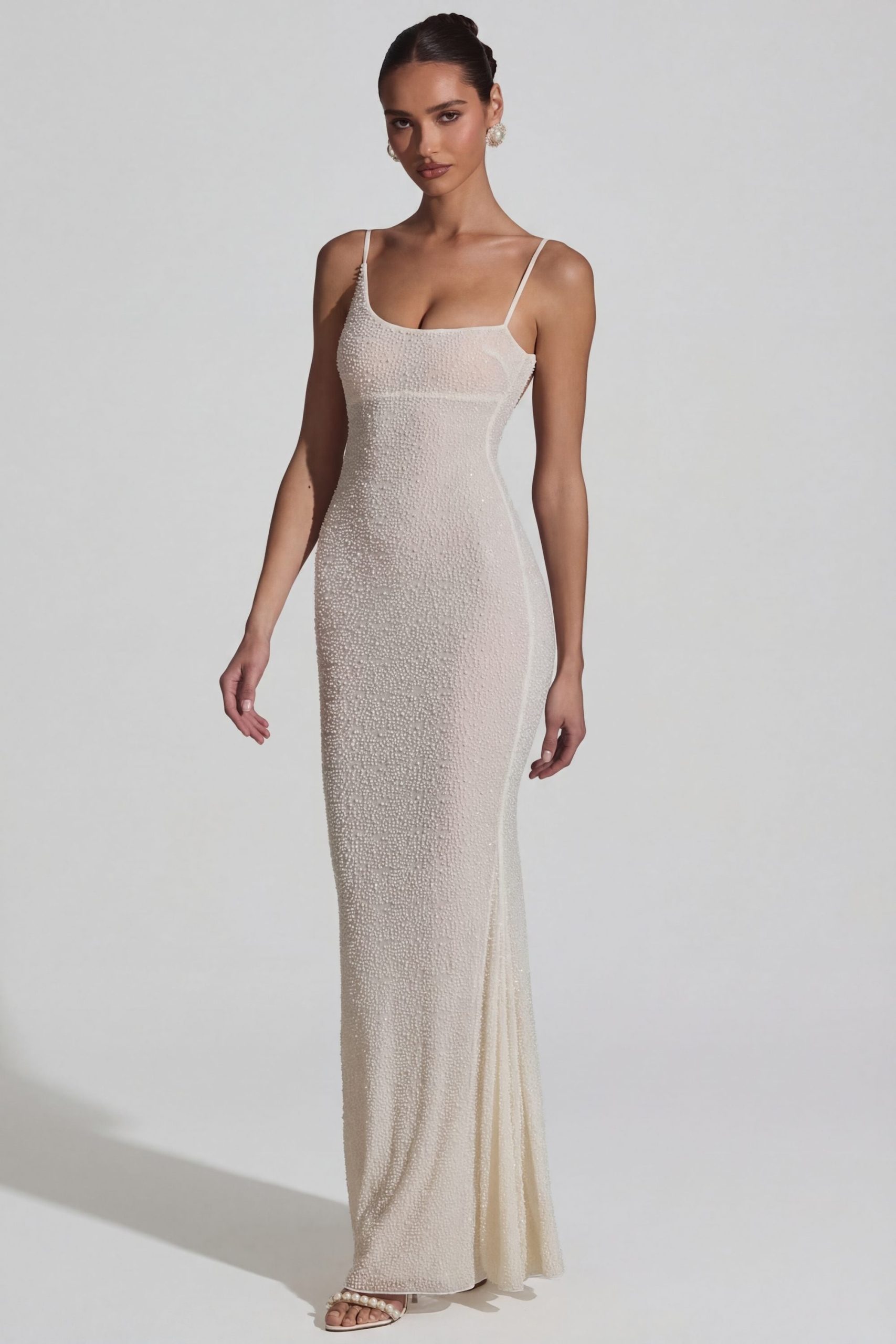 Embellished Backless Maxi Dress in White - Image 8