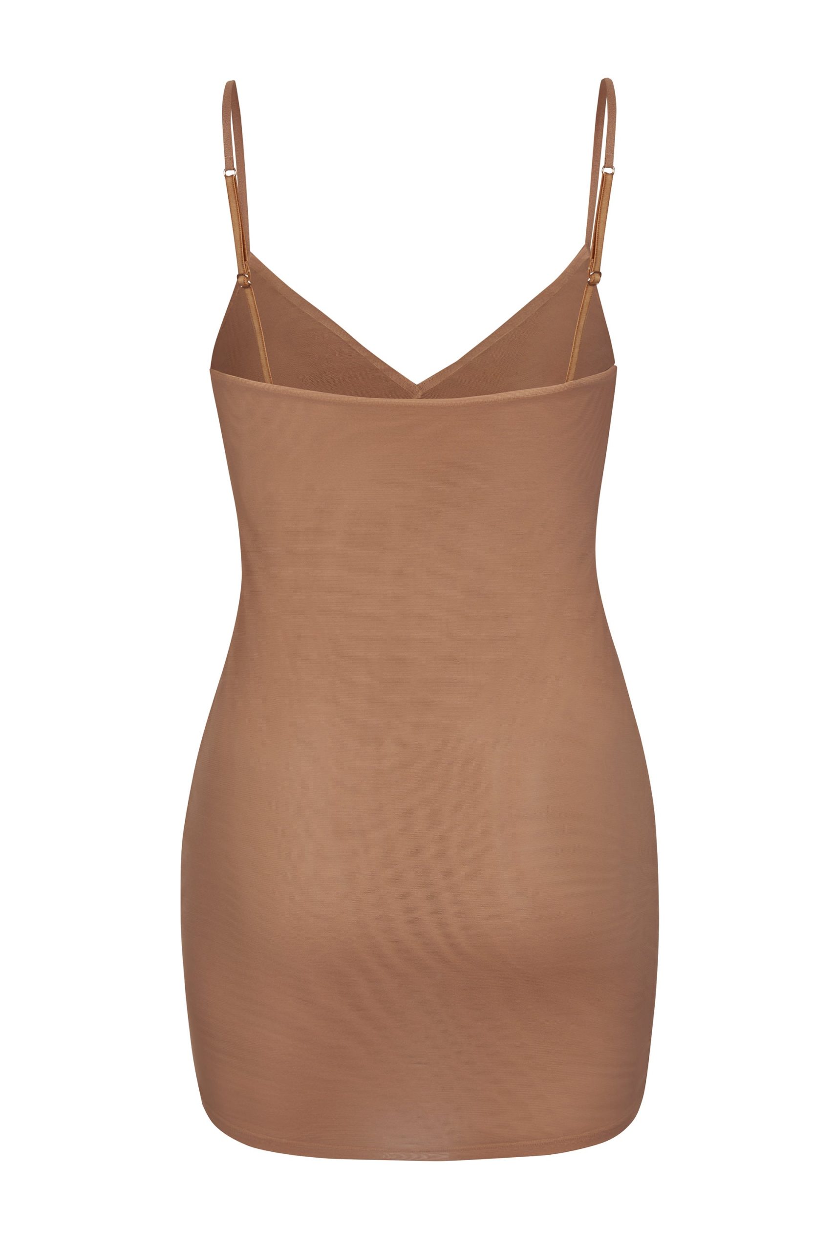 Soft Mesh V-Neck Mini Slip Dress in Honey - Image 2