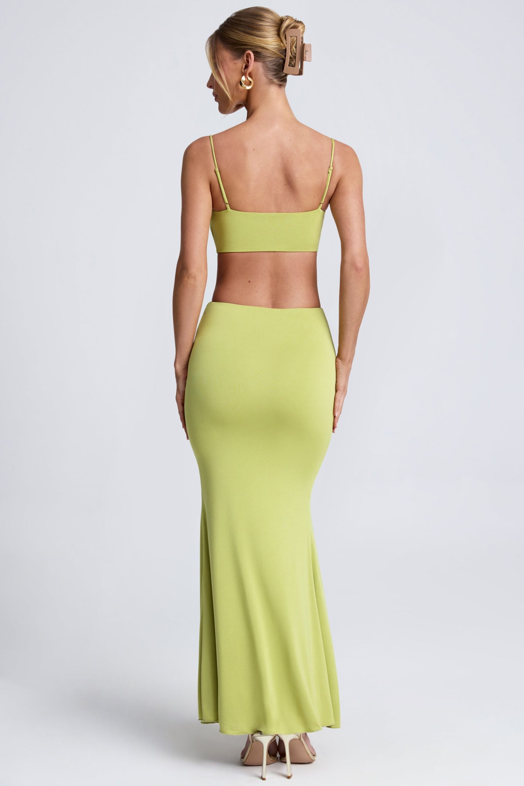 Hardware Detail Cut-Out Maxi Dress in Olive Green - Image 2