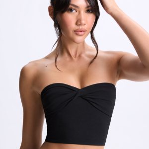 Modal Twist-Front Bandeau Top in Black