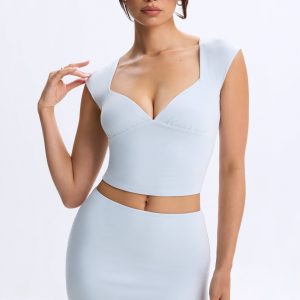 Modal Mid-Rise Micro Mini Skirt in Dusty Blue