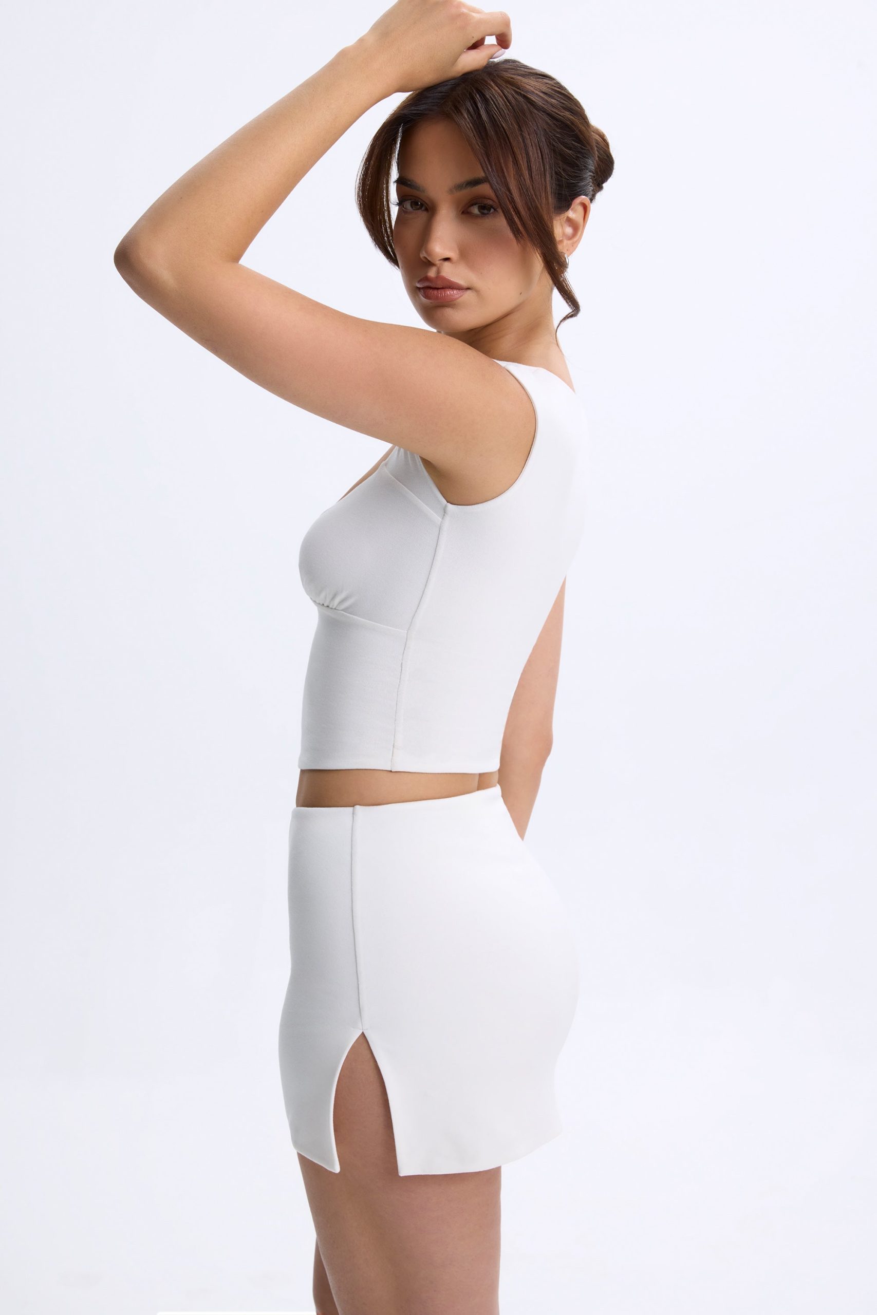 Modal Mid-Rise Micro Mini Skirt in White - Image 3