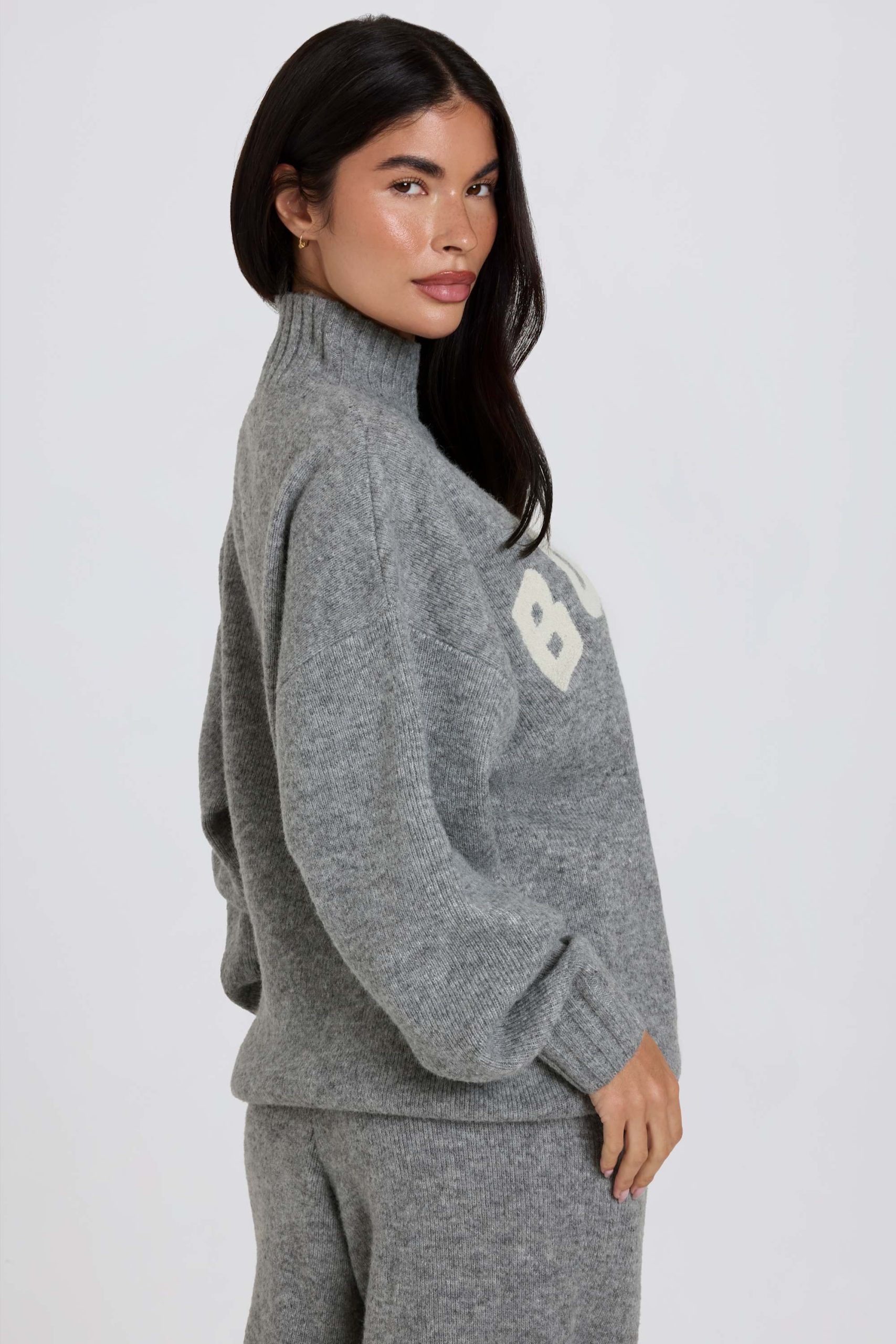 Soft Knit Oversized Jumper in Grey - Image 2