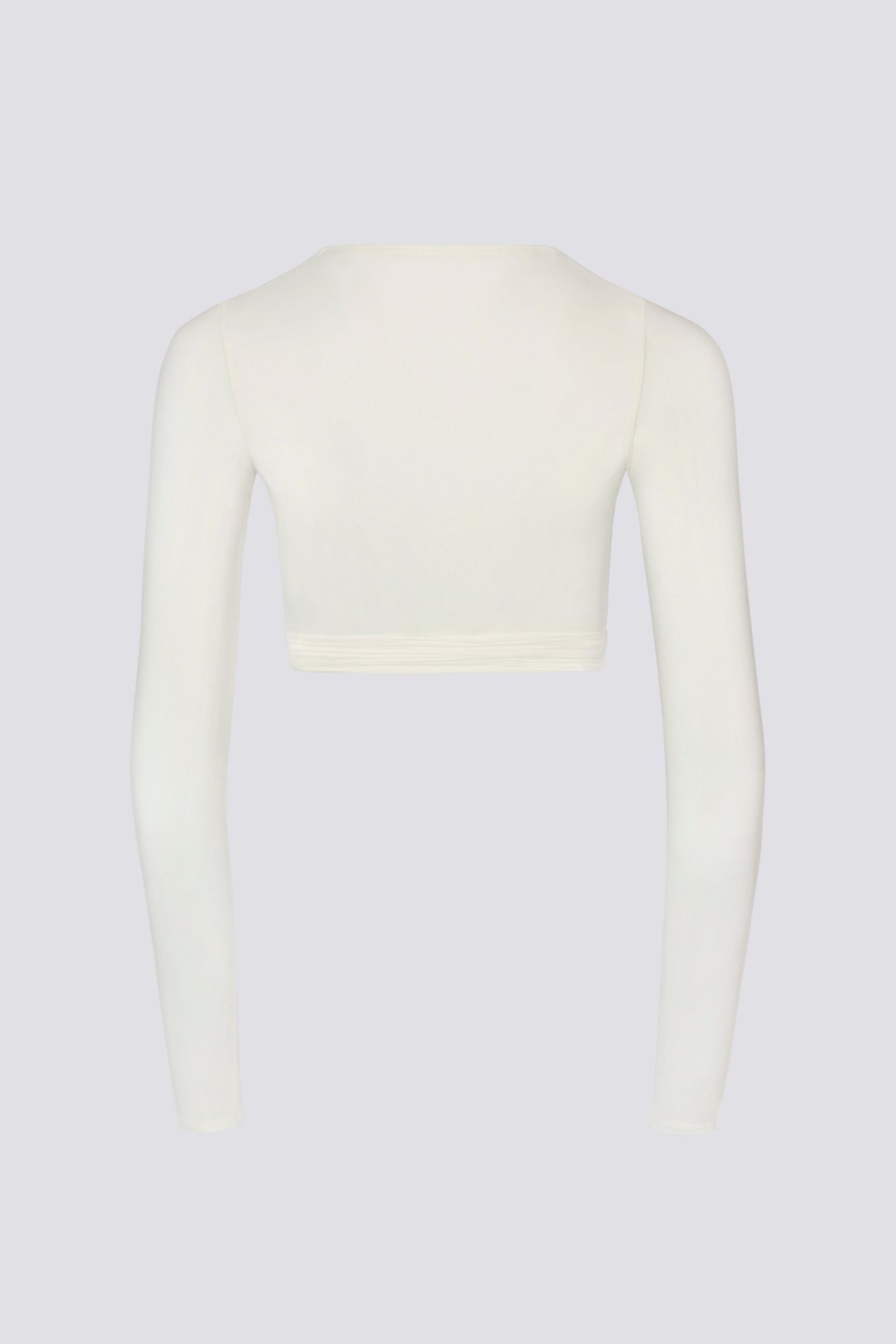 Soft Jersey Wrap Crop Top in White - Image 4