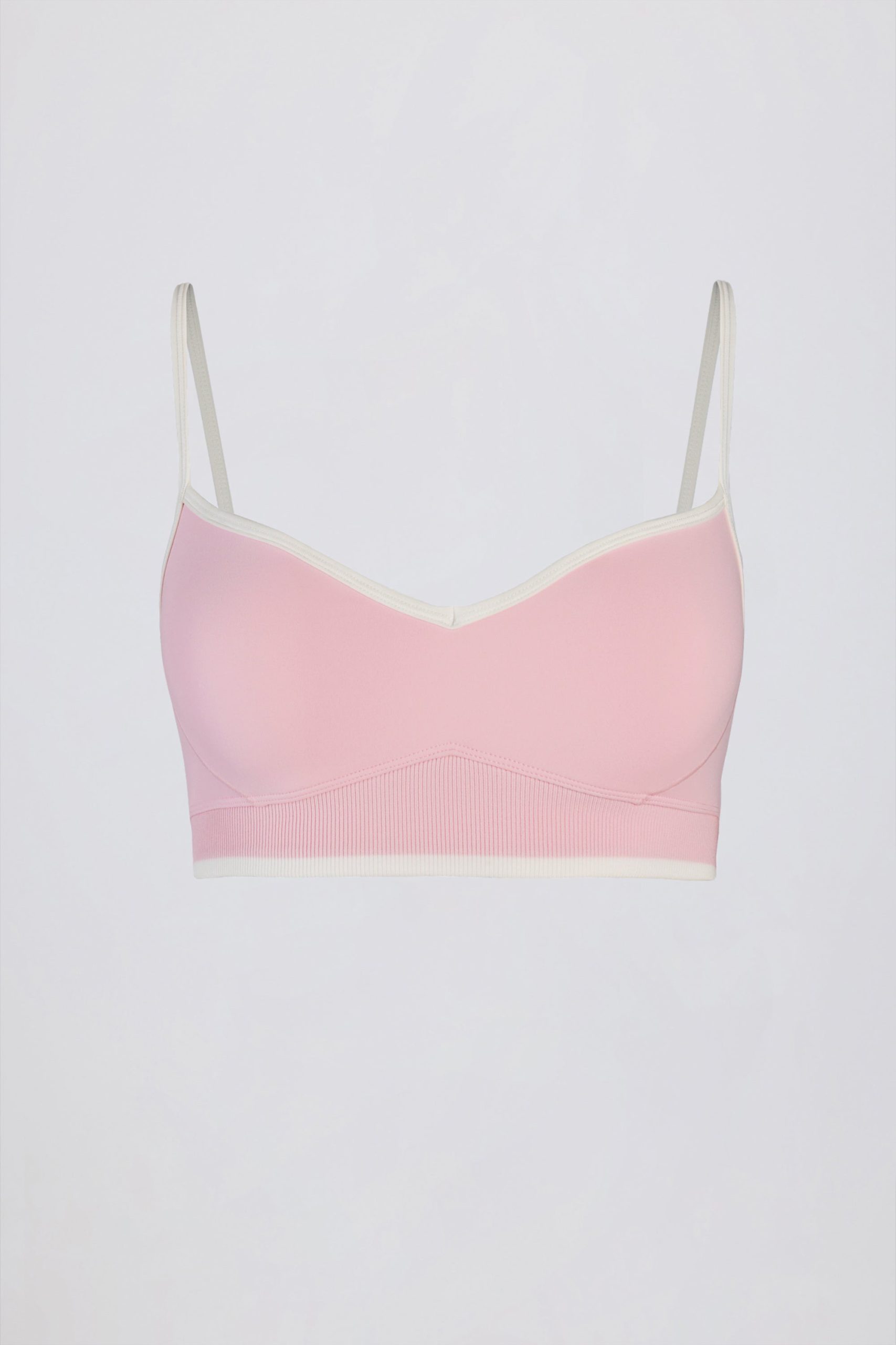 Soft Active Sweetheart-Neck Contrast Sports Bra in Powder Pink - Image 4