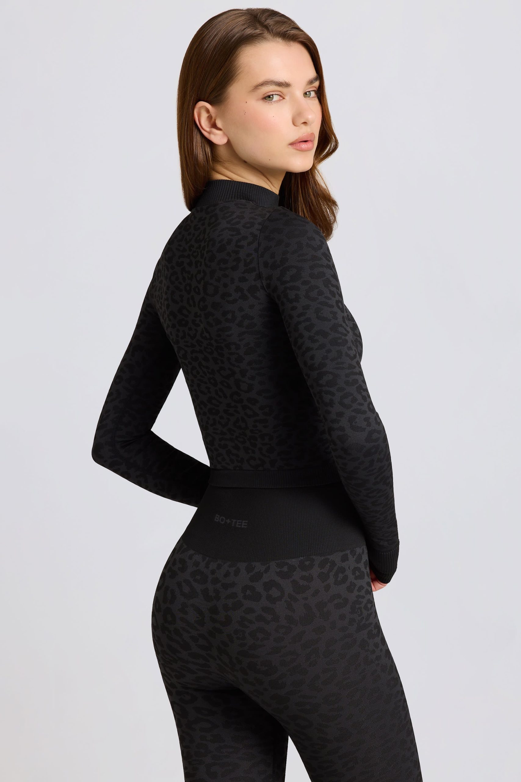 Thermal Long Sleeve Top in Black Leopard - Image 6