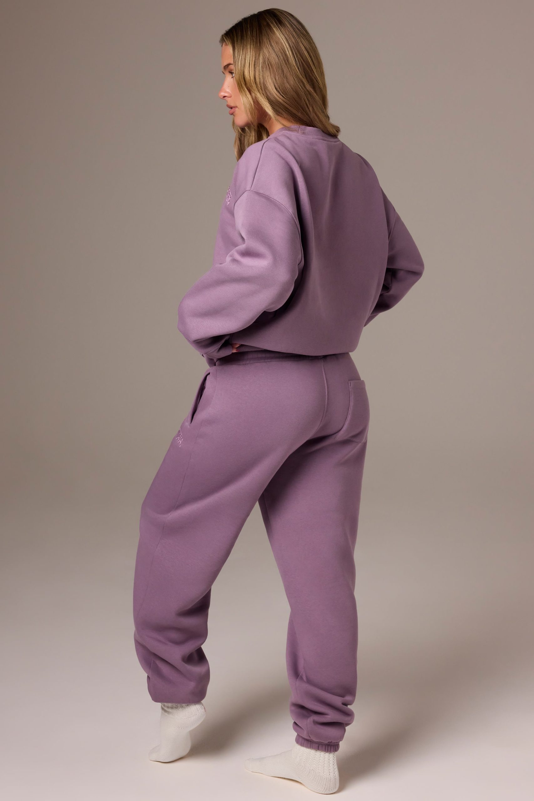 Brushed Jersey Mid-Rise Relaxed Joggers in Dusk - Image 2