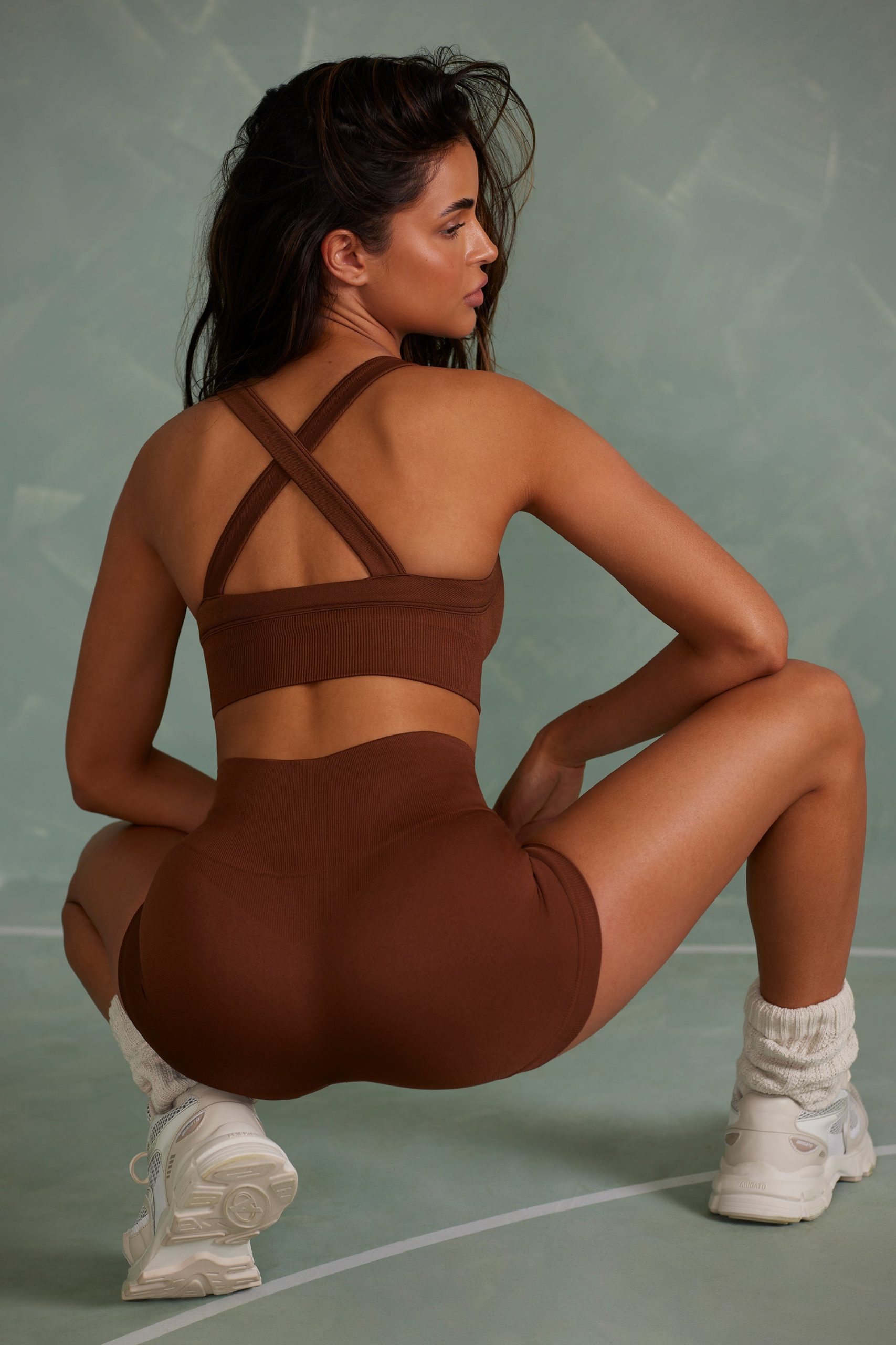 Super Sculpt Mini Shorts in Brown - Image 3