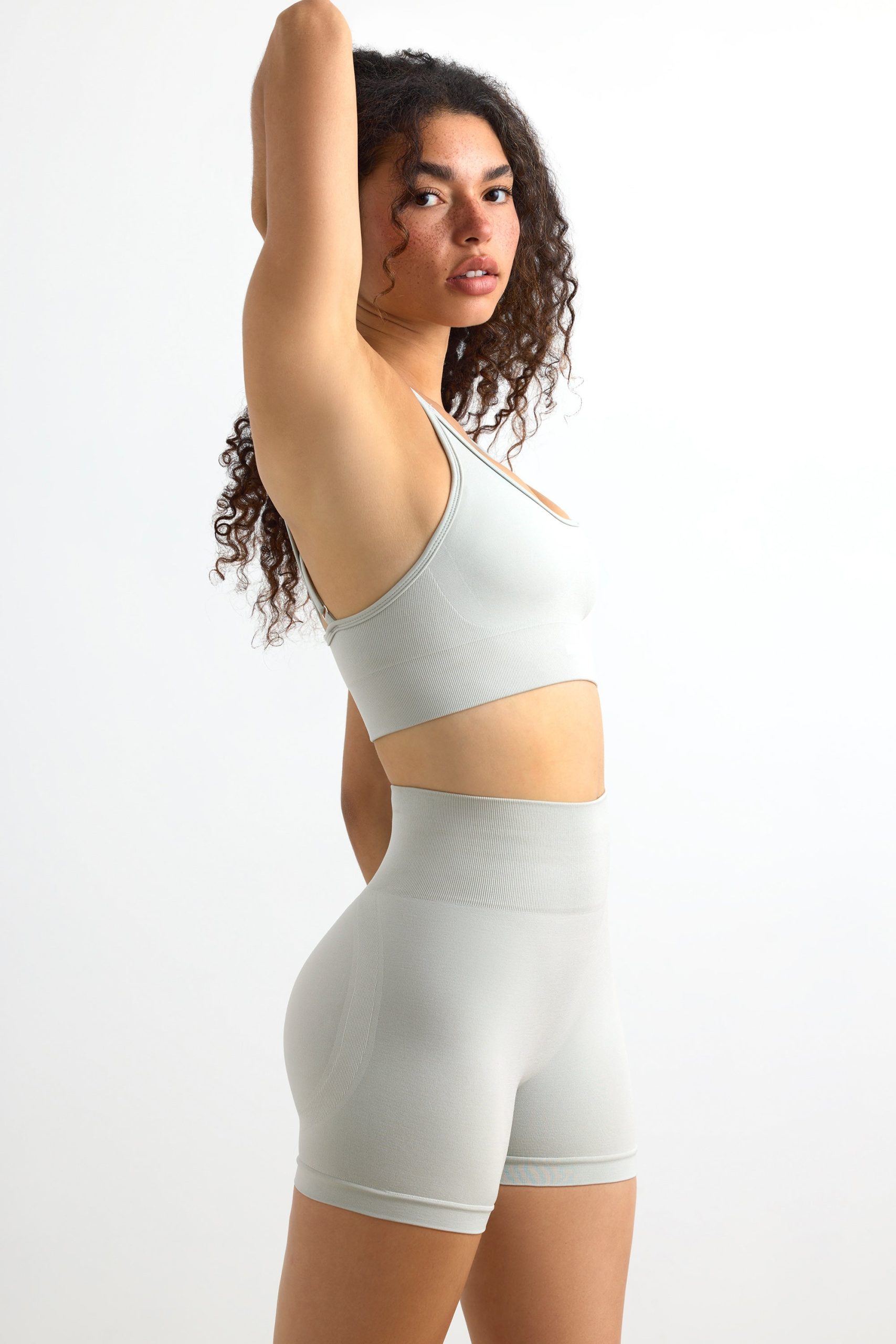 High Waist Define Luxe Mini Shorts in Grey - Image 3