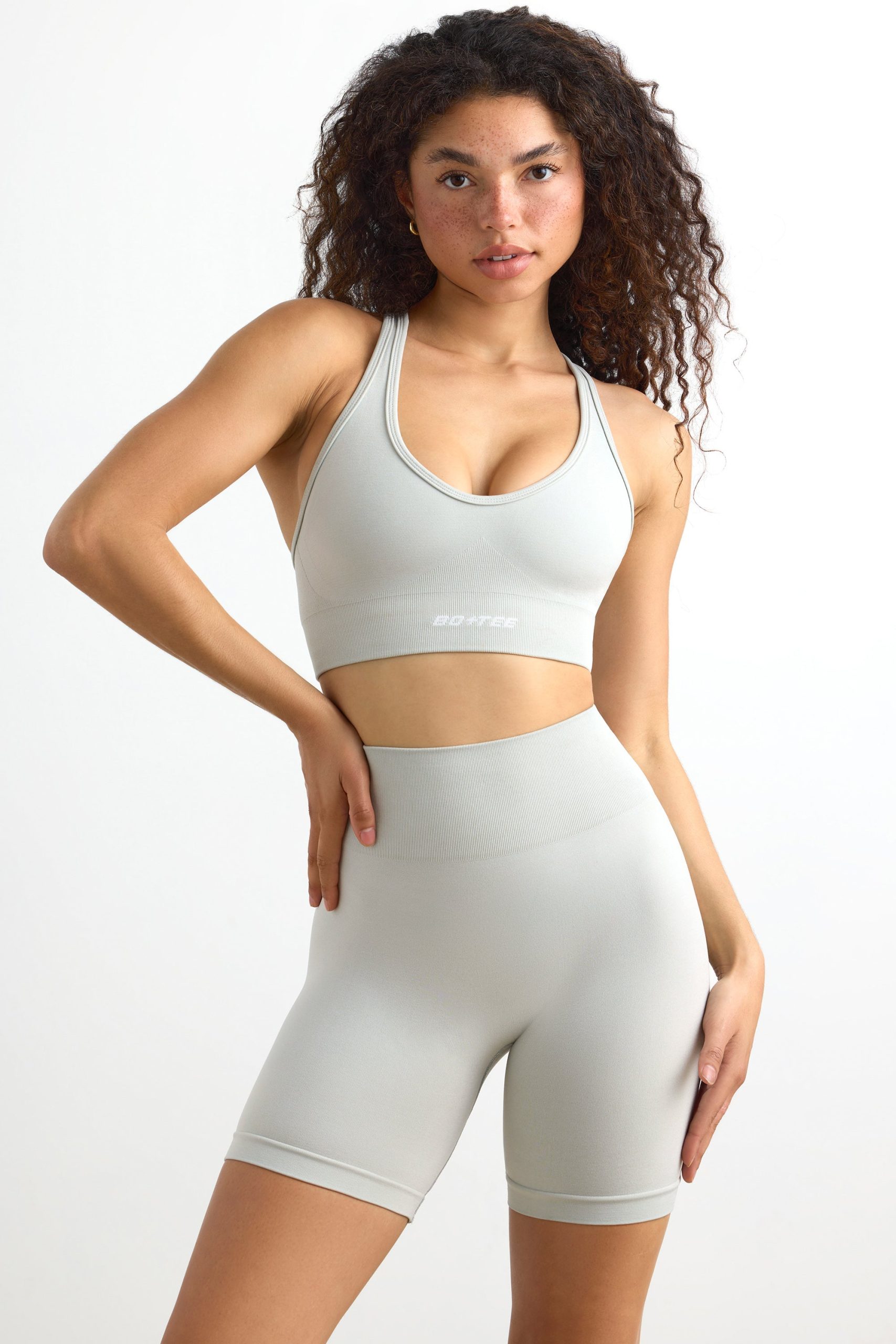 Define Luxe High-Waist Biker Shorts in Fog - Image 4