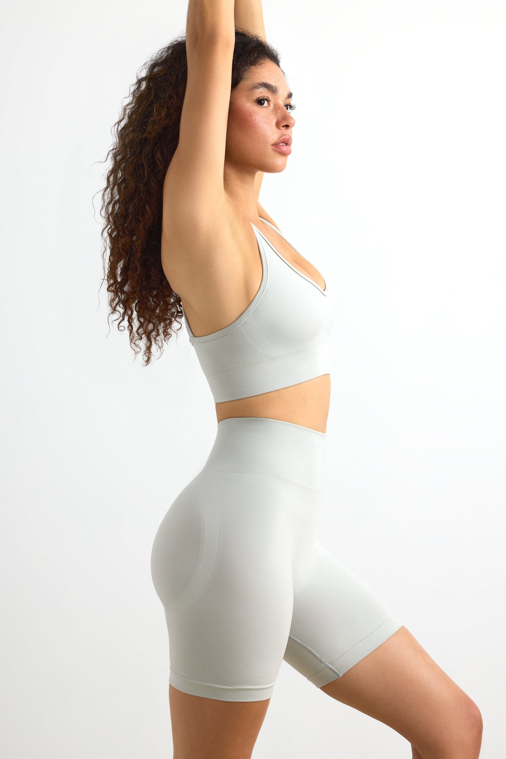 Define Luxe High-Waist Biker Shorts in Fog - Image 3