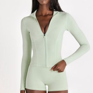 Soft Active Zip-Up Jacket in Sage Marl