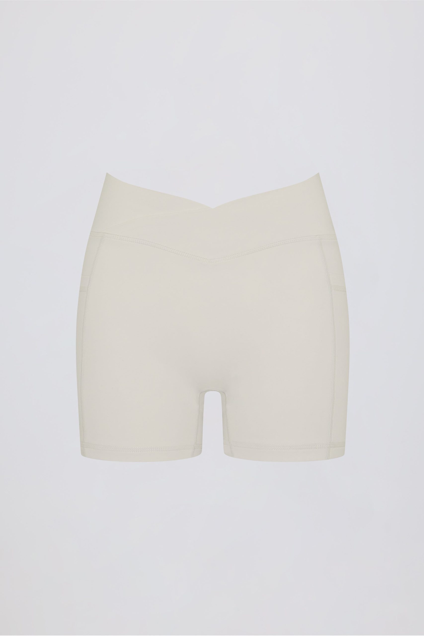 Soft Active Pocket V-Waist Mini Shorts in Cream - Image 4