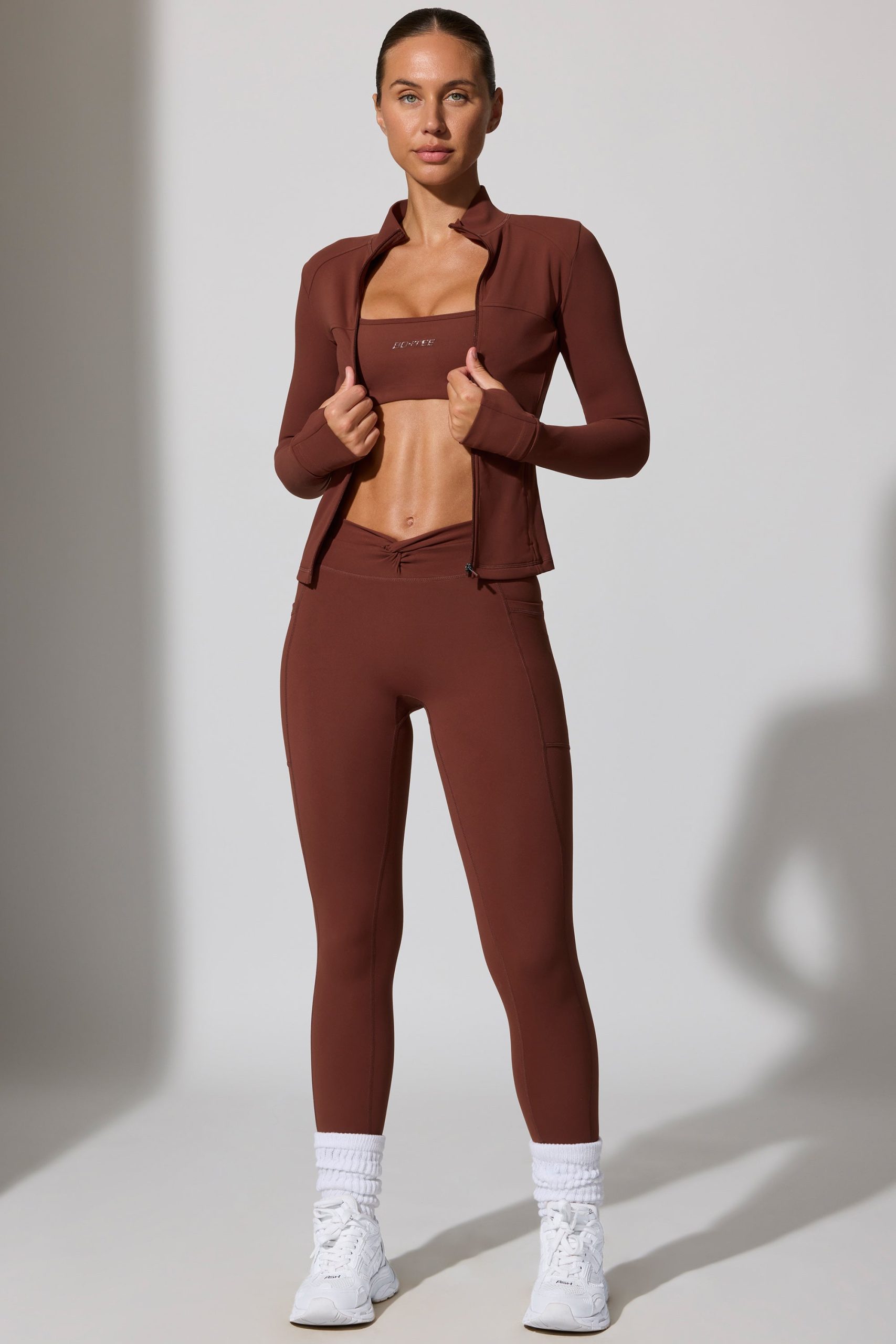 Full Length Leggings with Pockets in Brown - Image 6