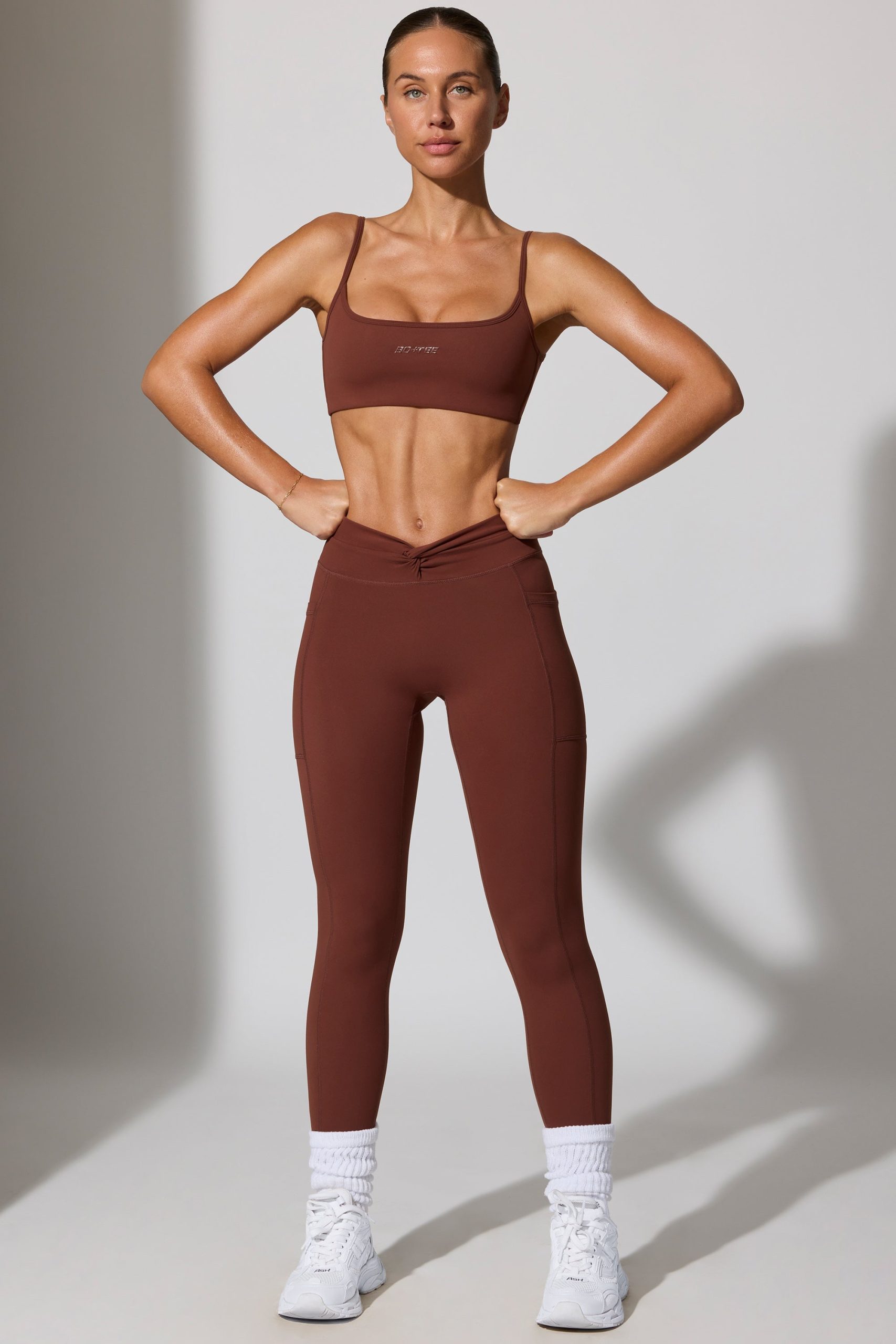 Full Length Leggings with Pockets in Brown - Image 7