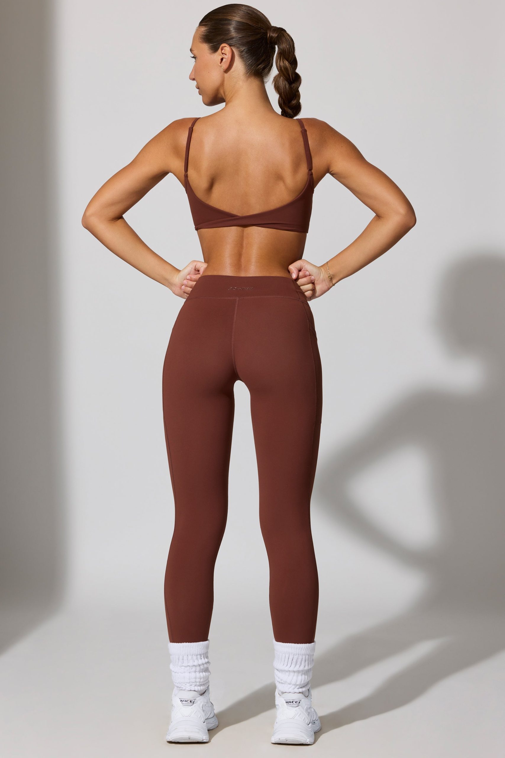 Full Length Leggings with Pockets in Brown - Image 2