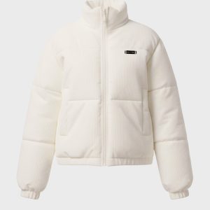 Corduroy Quilted Puffer Jacket in Ivory