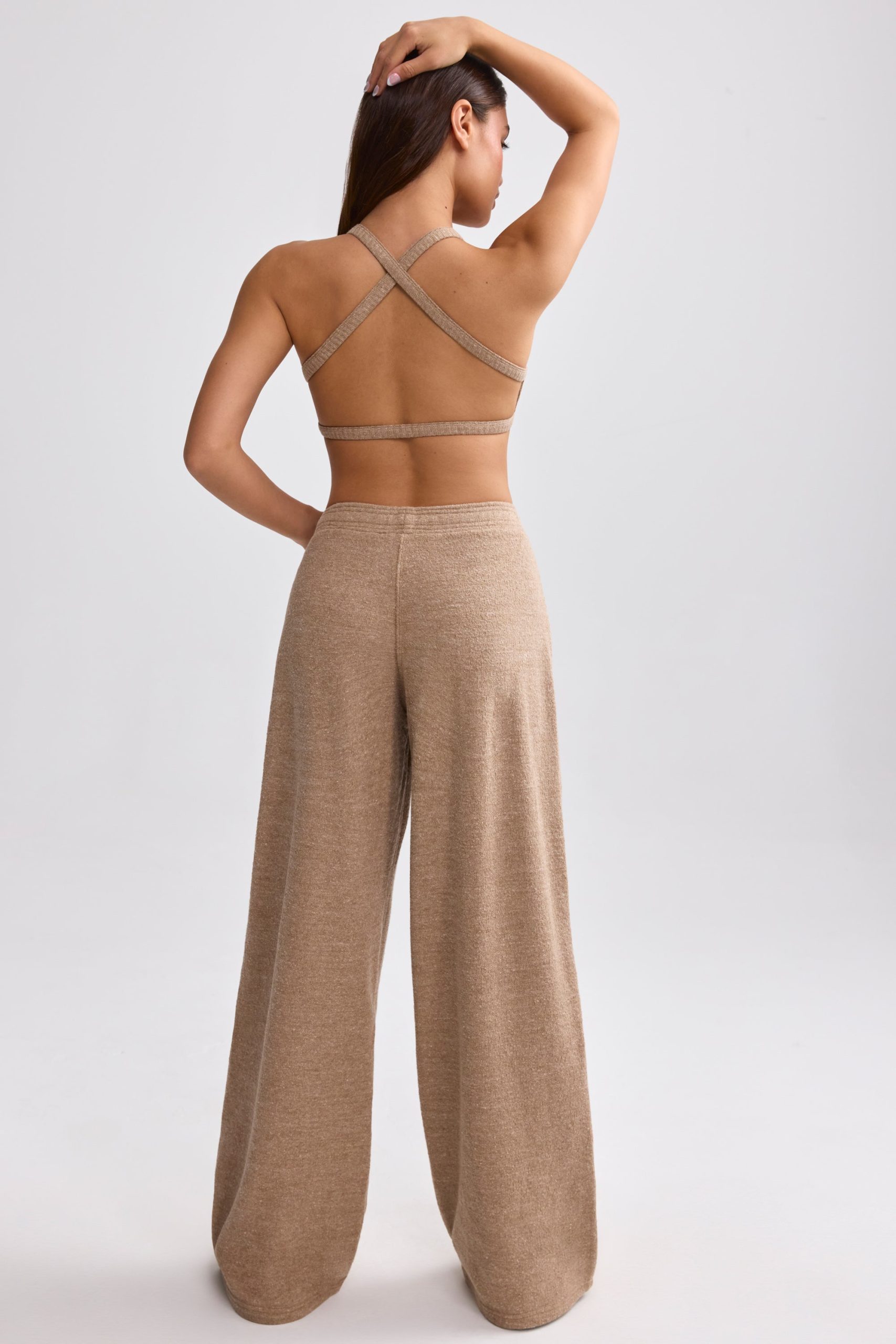 Terry Towelling Wide-Leg Joggers in Mocha Brown - Image 2