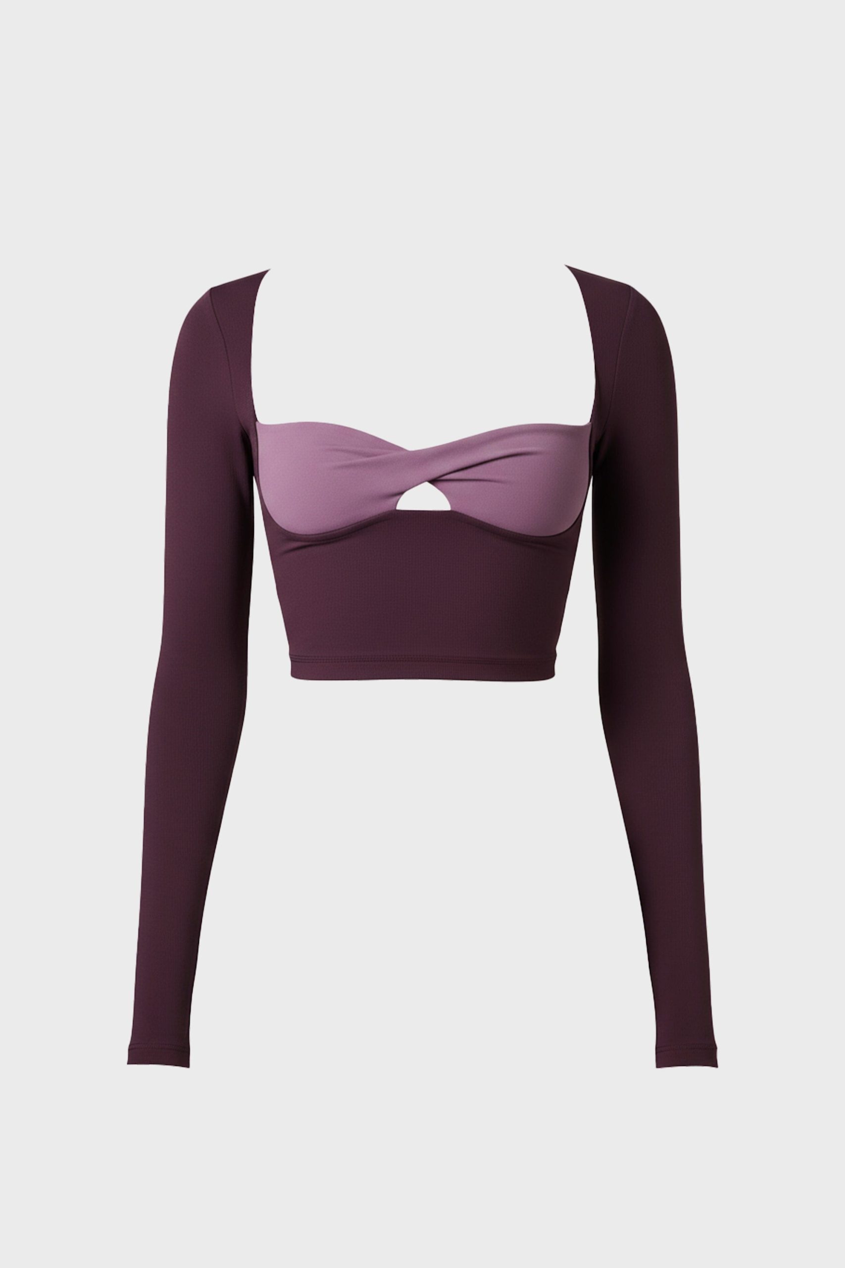 Soft Active Twist-Front Crop Top in Plum - Image 3