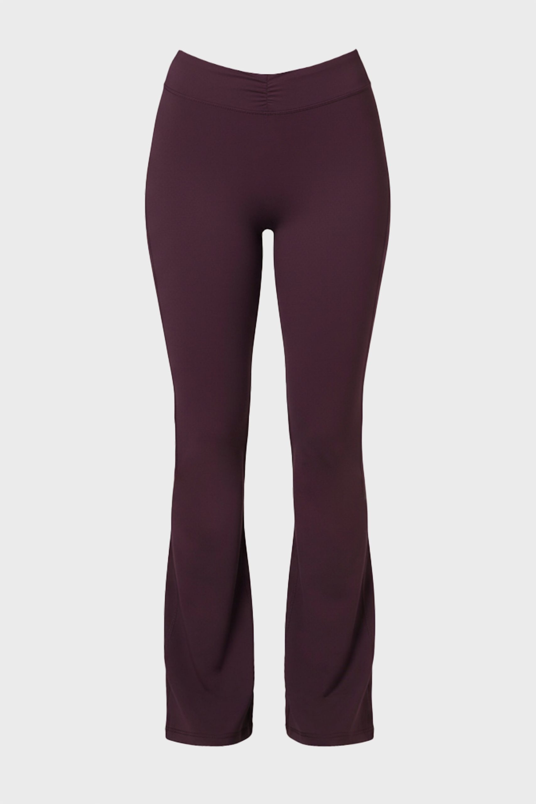 Soft Active Ruched Flared Trousers in Plum - Image 3
