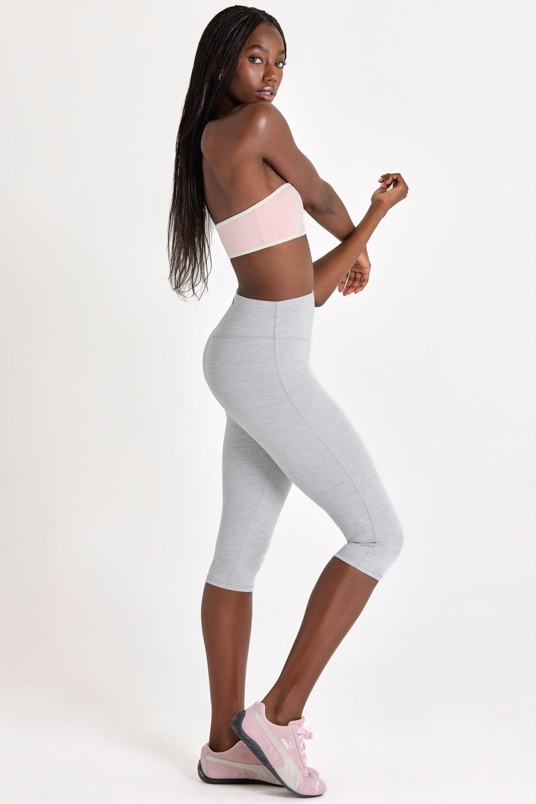 Soft Active Capri Leggings in Grey Marl - Image 3