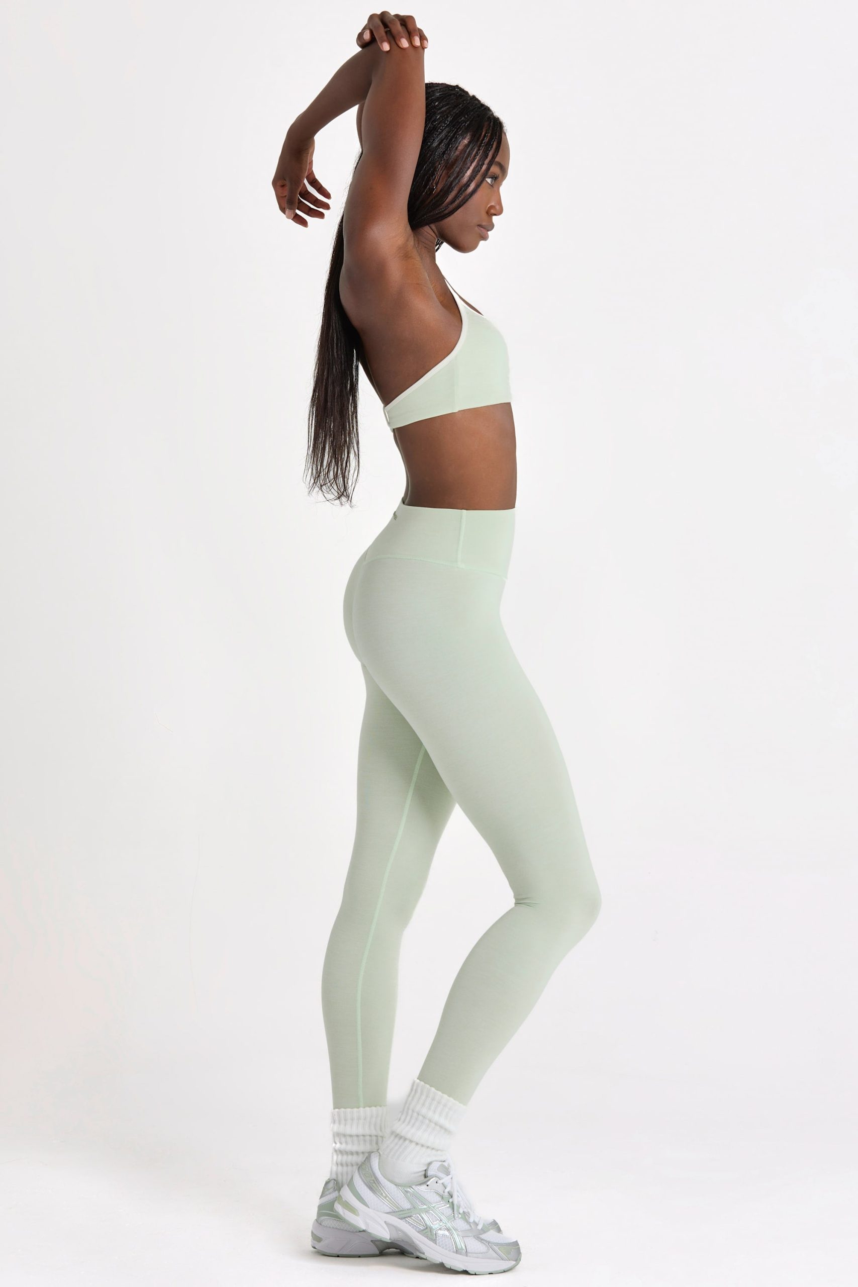 Soft Active Leggings in Sage Marl - Image 4