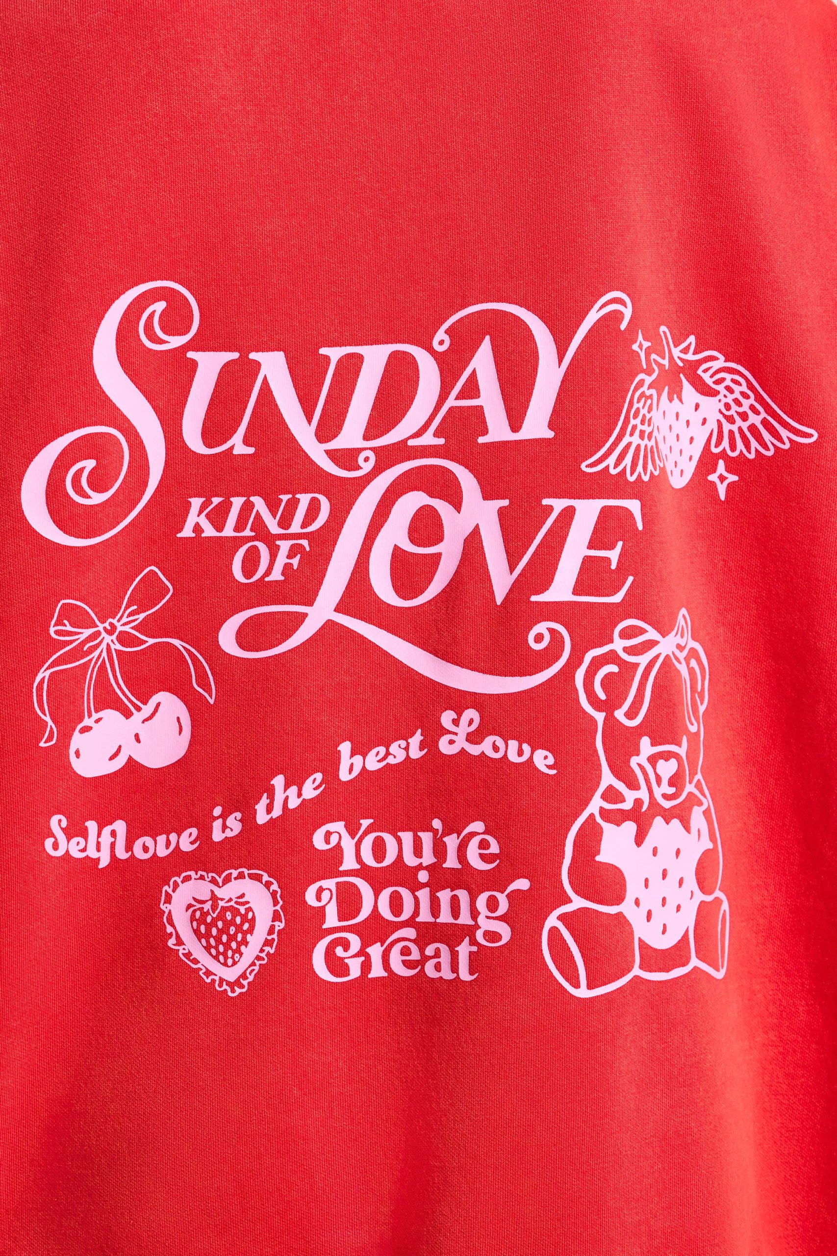 Soft Cotton Jersey Oversized Hoodie in Red - Image 4