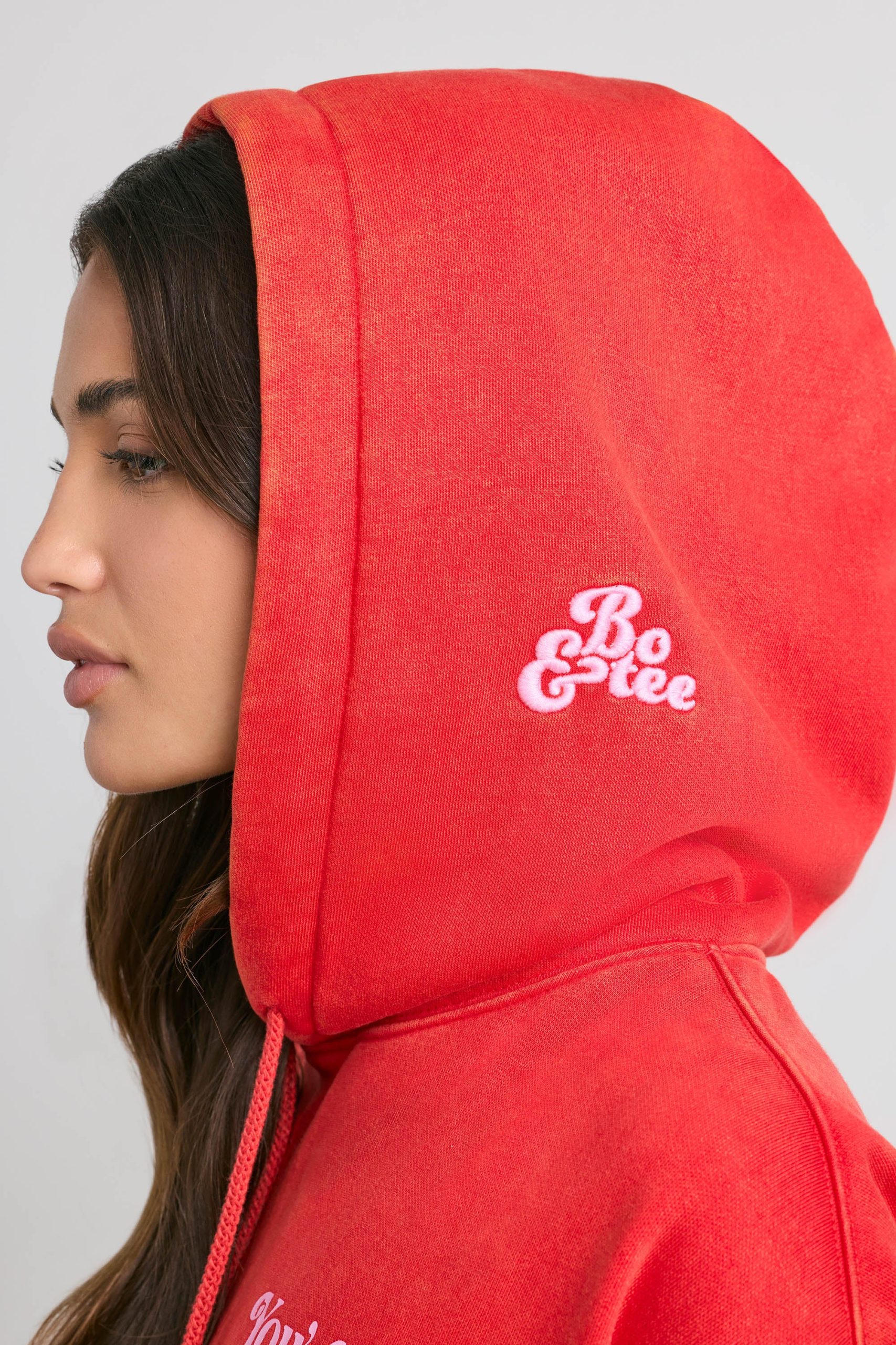 Soft Cotton Jersey Oversized Hoodie in Red - Image 8