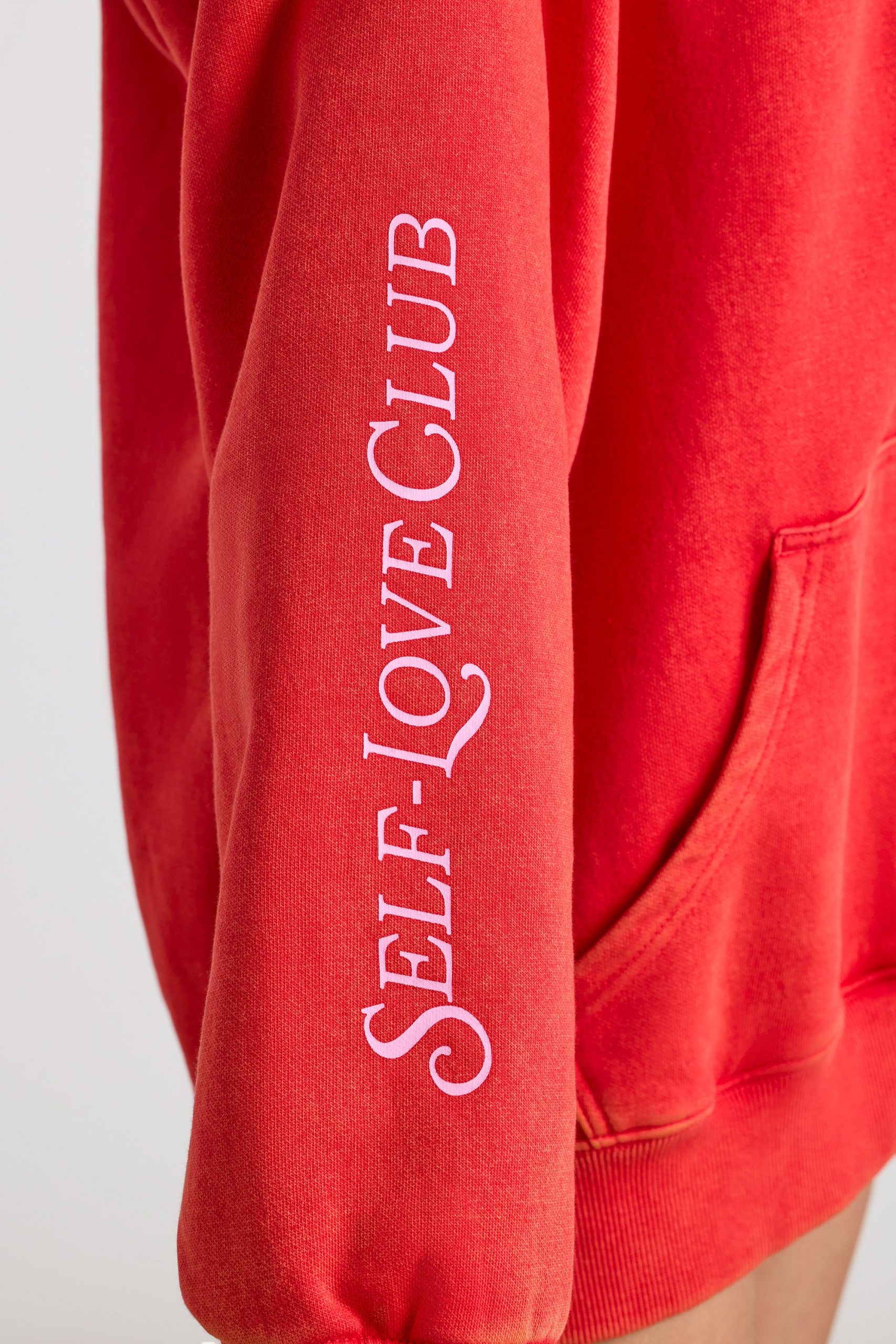 Soft Cotton Jersey Oversized Hoodie in Red - Image 7