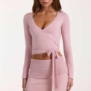 Soft Knit Wrap Top in Blush