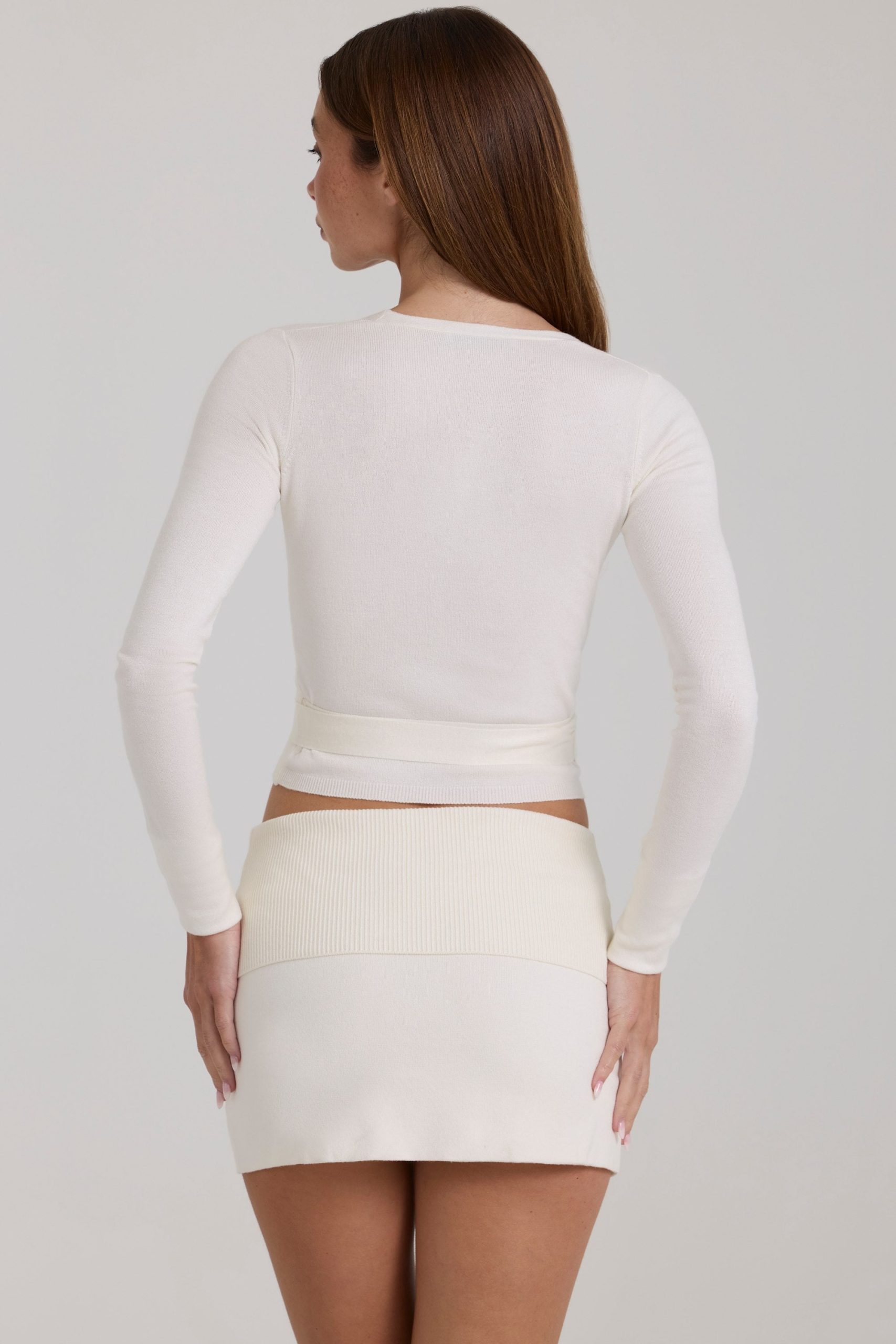 Soft Knit Wrap Top in Ivory - Image 2