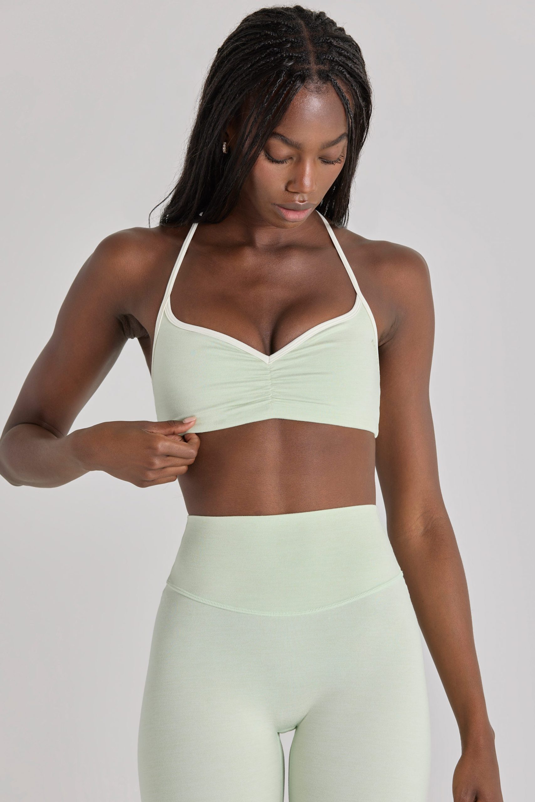 Soft Active Sports Bra in Sage Marl - Image 2