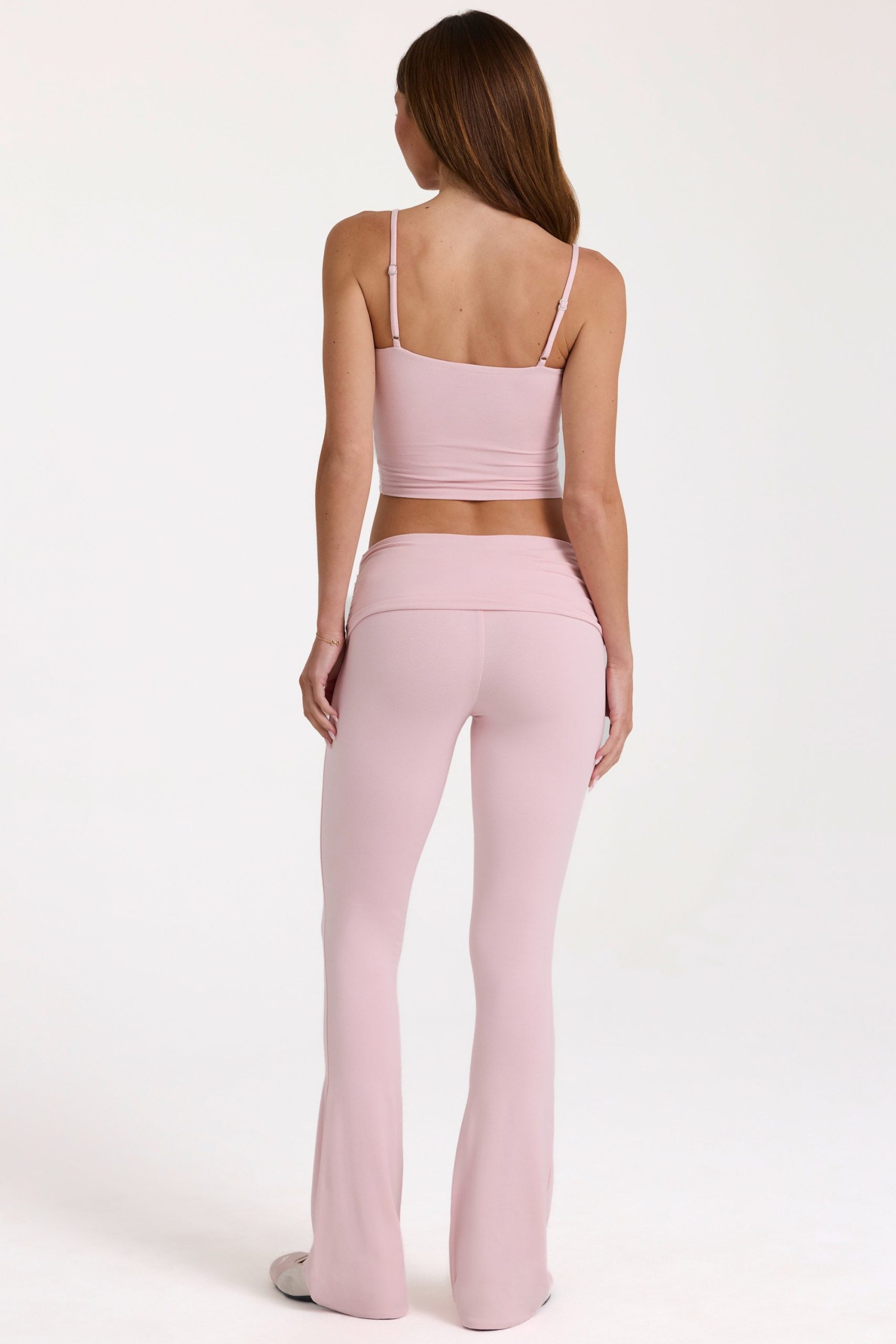 Modal Mid-Rise Flared Trousers in Blush - Image 2