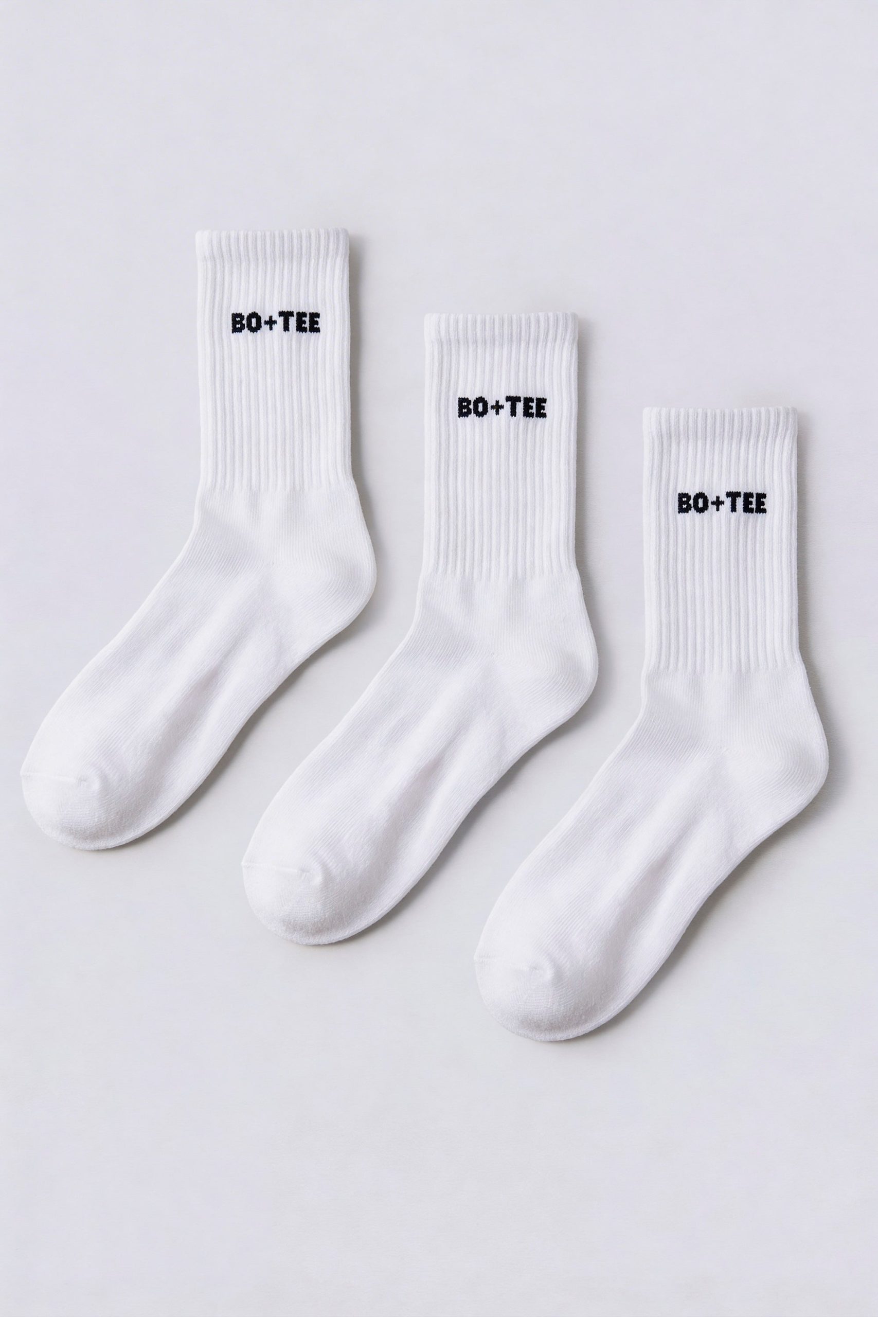 Ribbed Half-Crew 3-Pack Socks in White