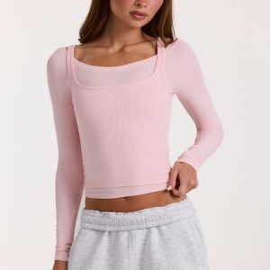 Modal Layered Top  in Blush Marl