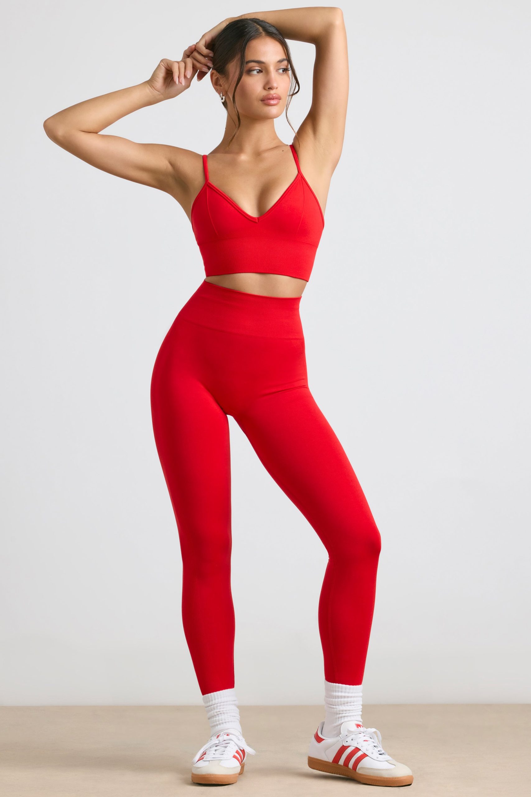 Define Luxe High-Waist Leggings in Red - Image 6