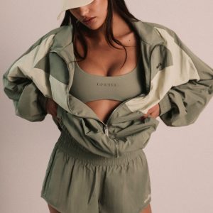 Water-Repellent Elasticated Mini Shorts in Mineral