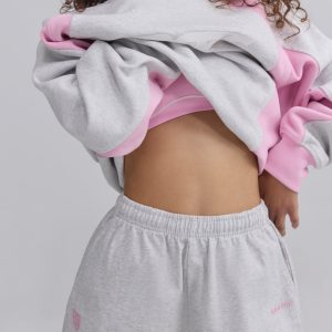 Soft Cotton Jersey Elasticated Mini Shorts in Grey Marl