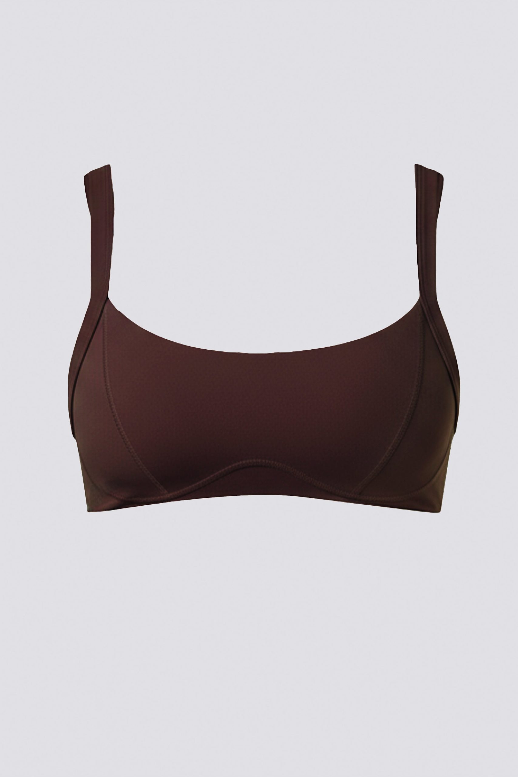 Soft Active Seam-Detail Sports Bra in Espresso - Image 3