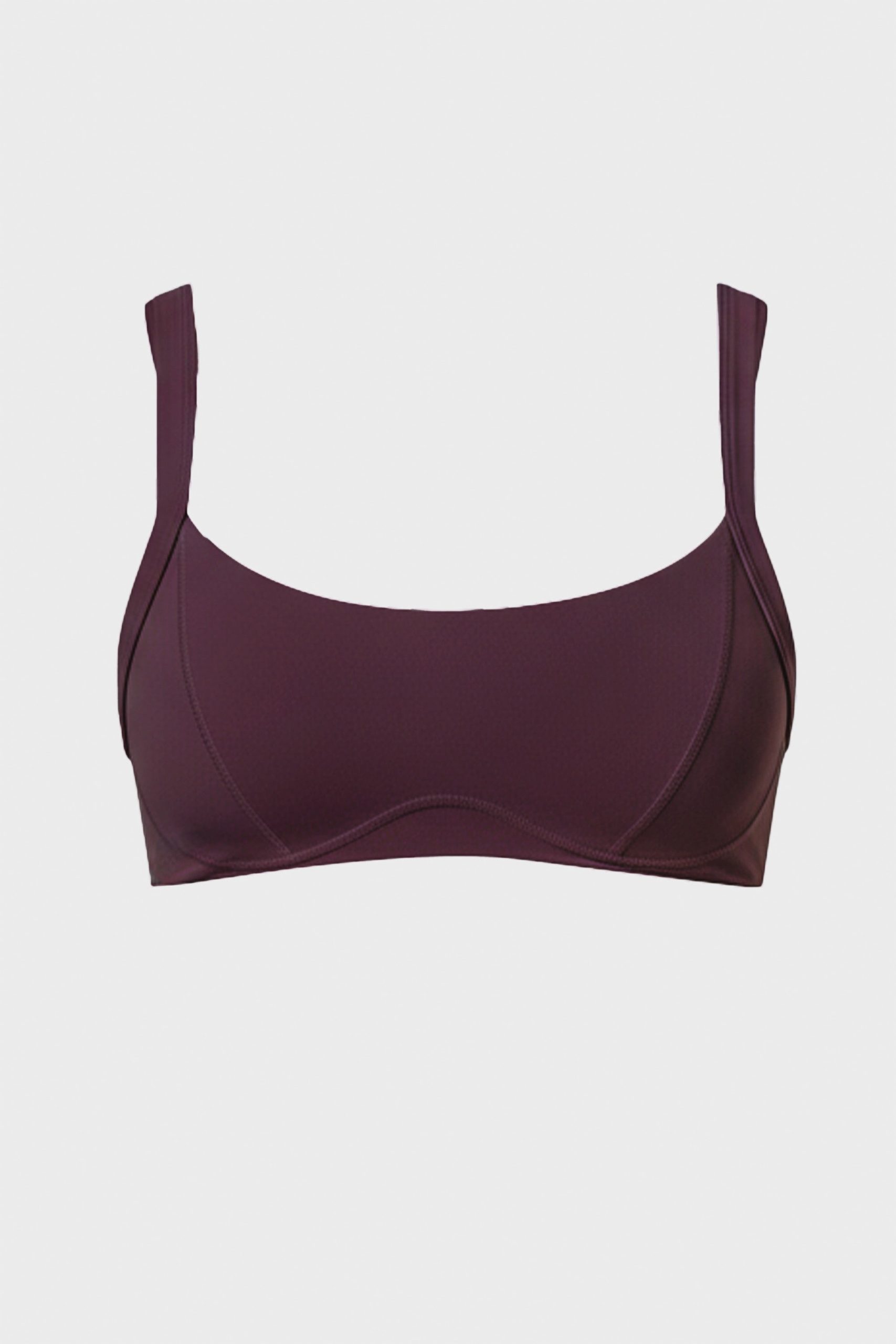 Soft Active Seam-Detail Sports Bra in Plum - Image 3