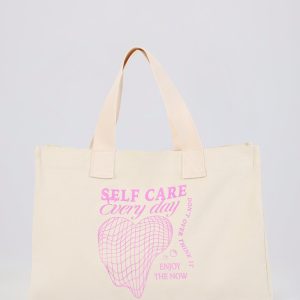 Oversized Canvas Tote Bag in Egg Shell