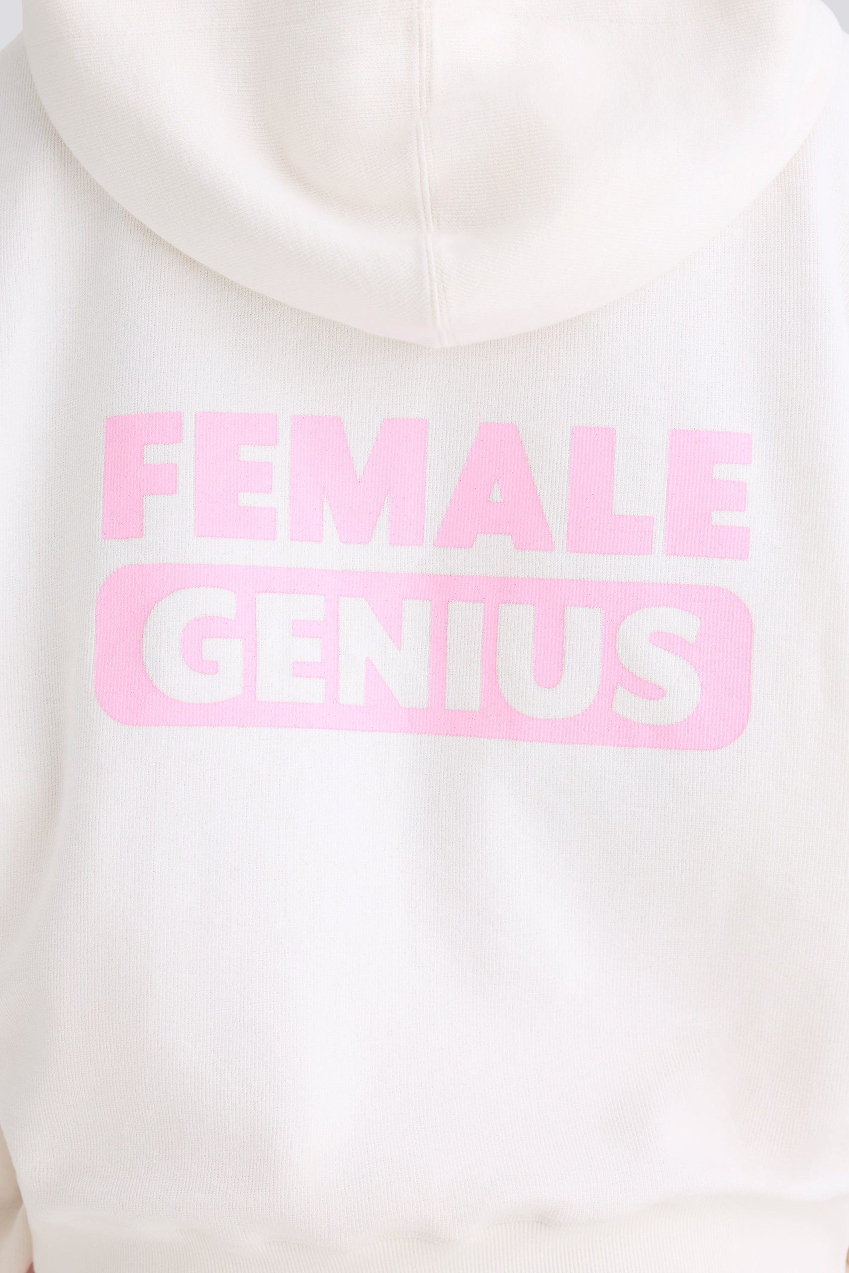 Textured Cotton Jersey Graphic Print Hoodie in White - Image 4