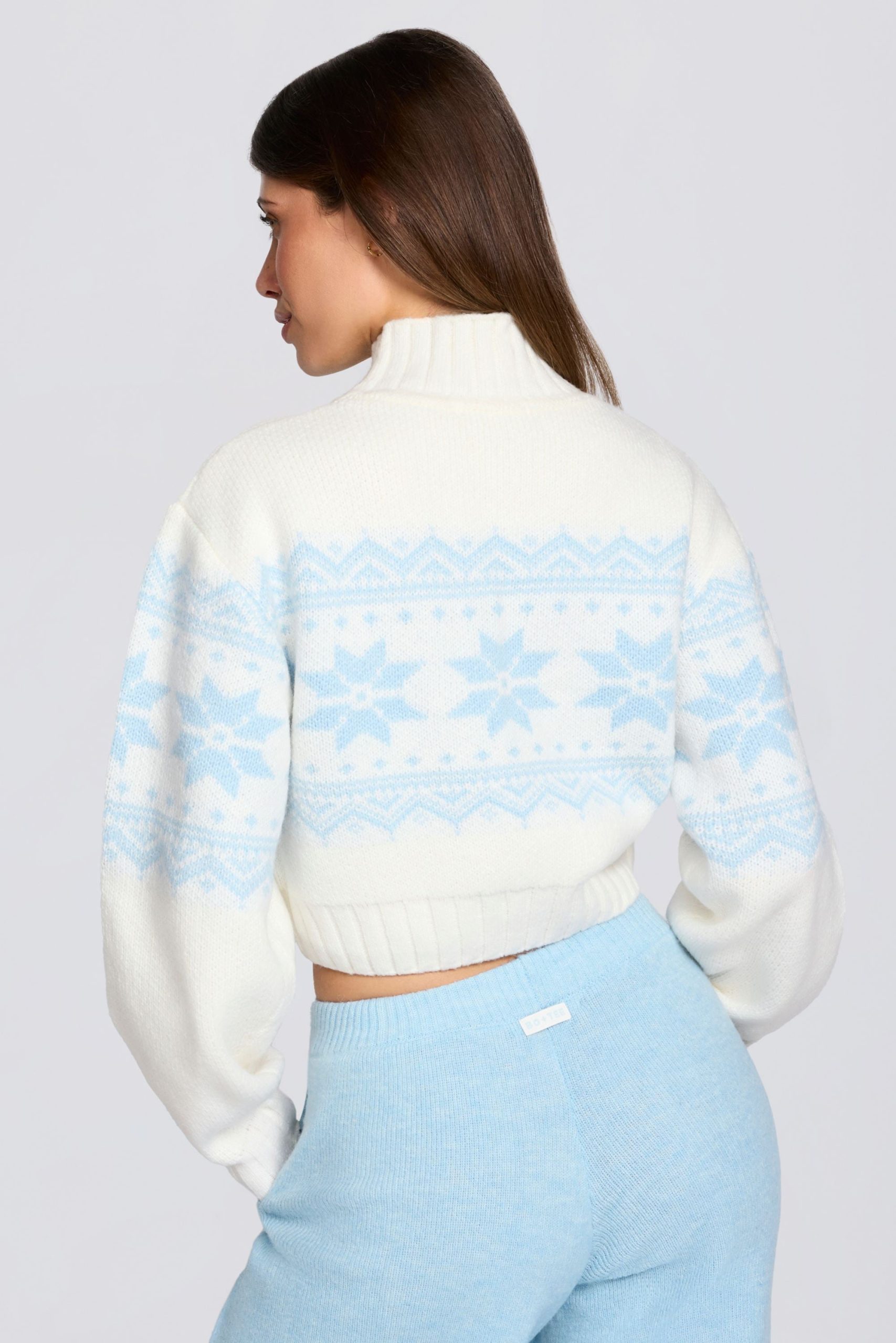Jacquard-Knit Cropped Jumper in Ivory - Image 2