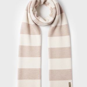 Knitted Striped Scarf in Ivory