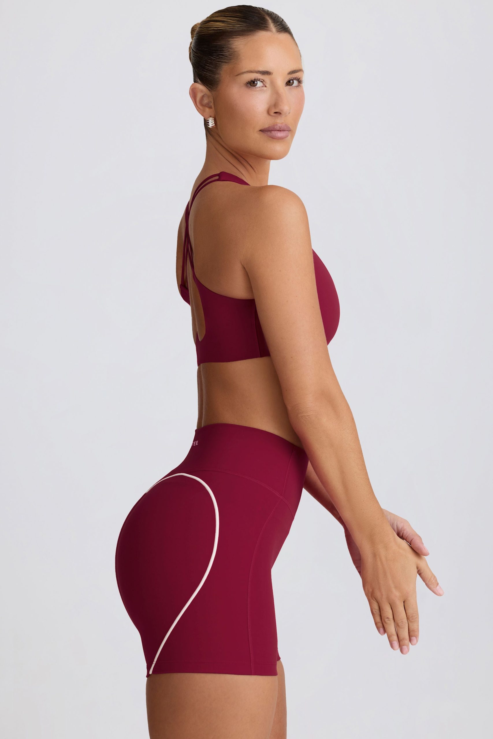 Soft Active Mini Shorts in Burgundy - Image 3