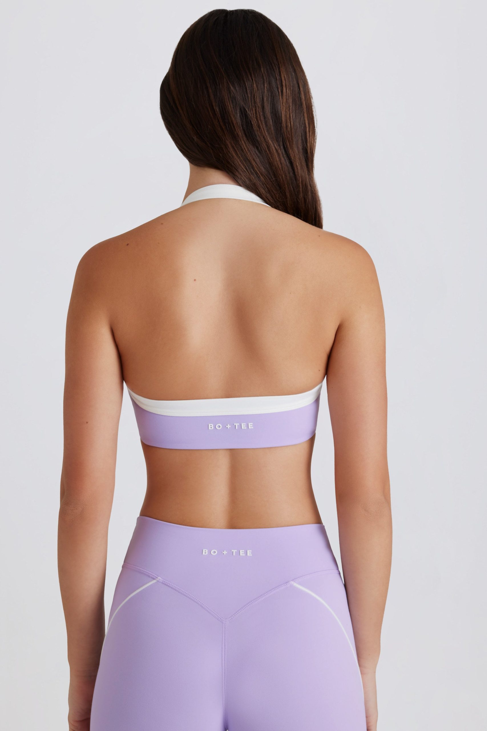 Soft Active Twist-Front Halterneck Sports Bra in Lilac - Image 2