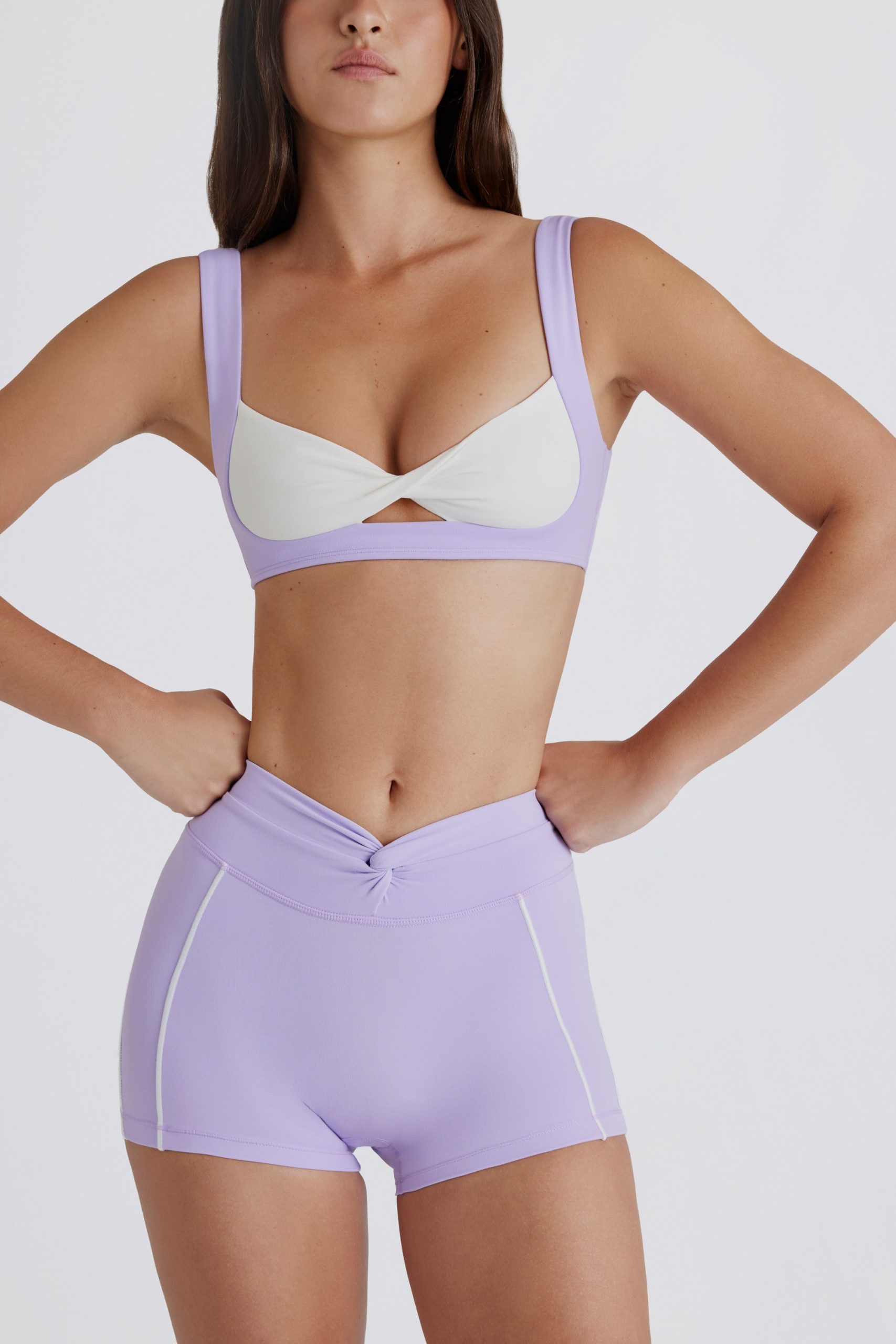 Soft Active Twist-Front Sports Bra in Lilac - Image 4